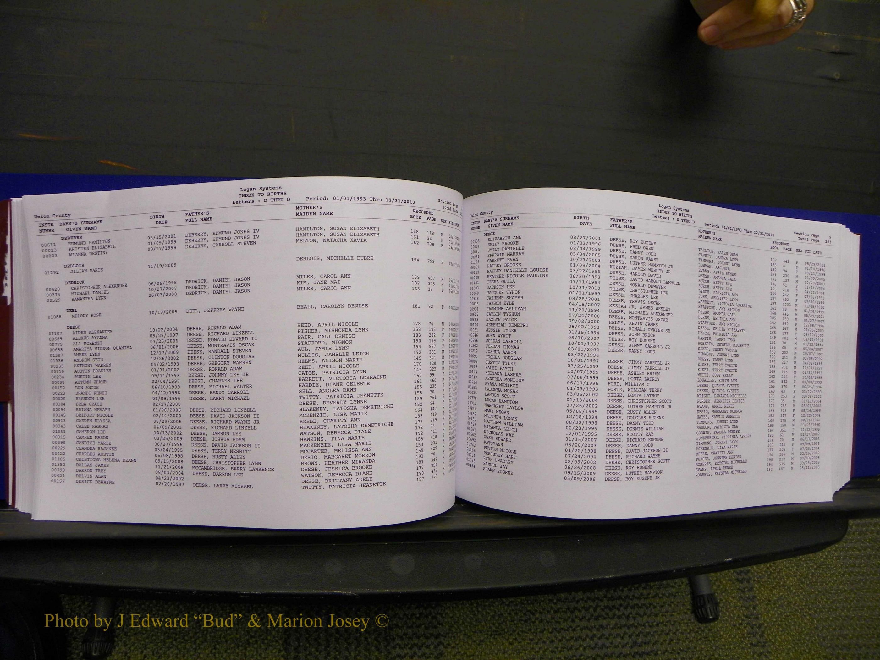 Union Co, NC Births, A-Z, 1993-2010 (144).JPG