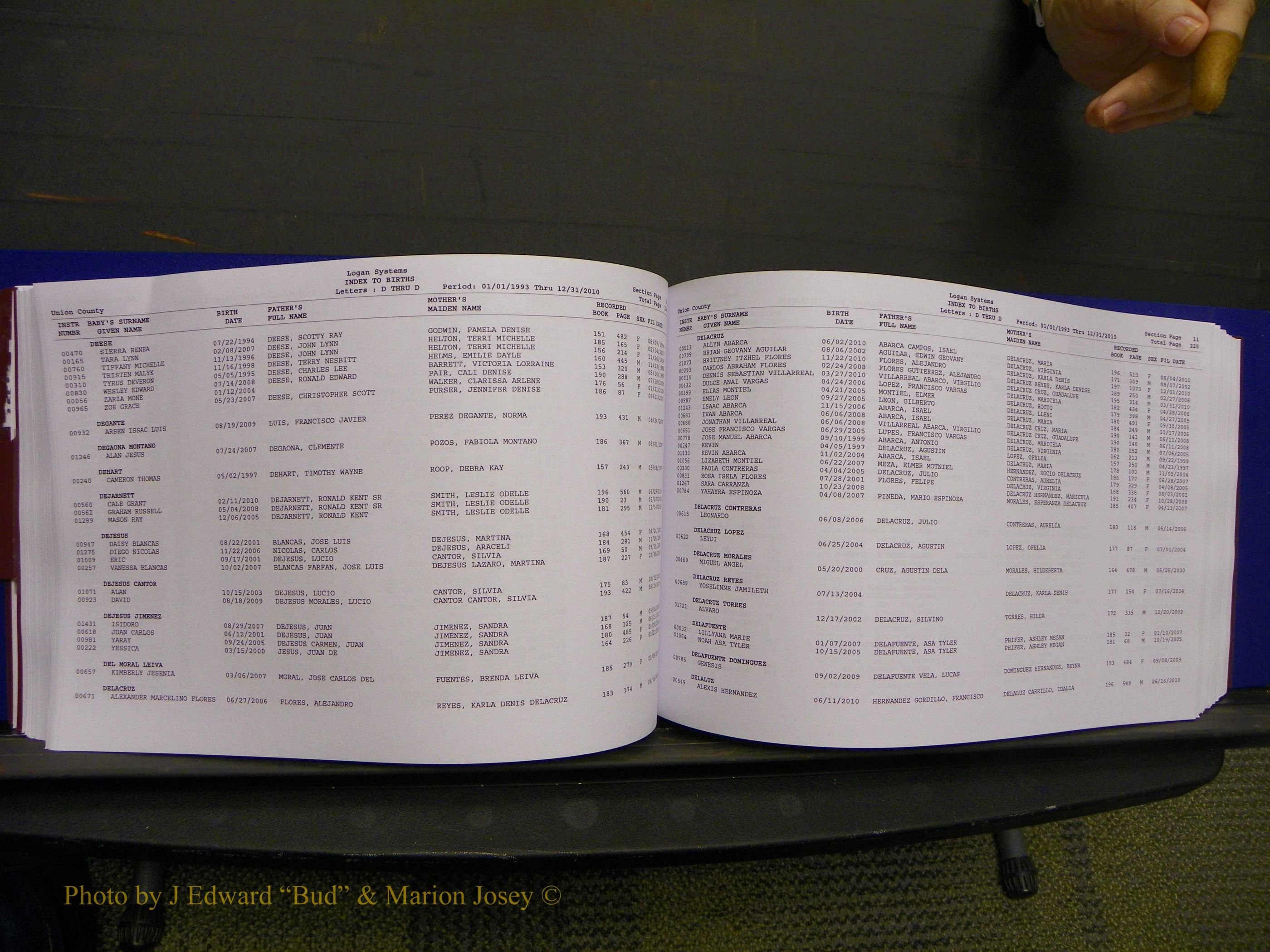 Union Co, NC Births, A-Z, 1993-2010 (145).JPG