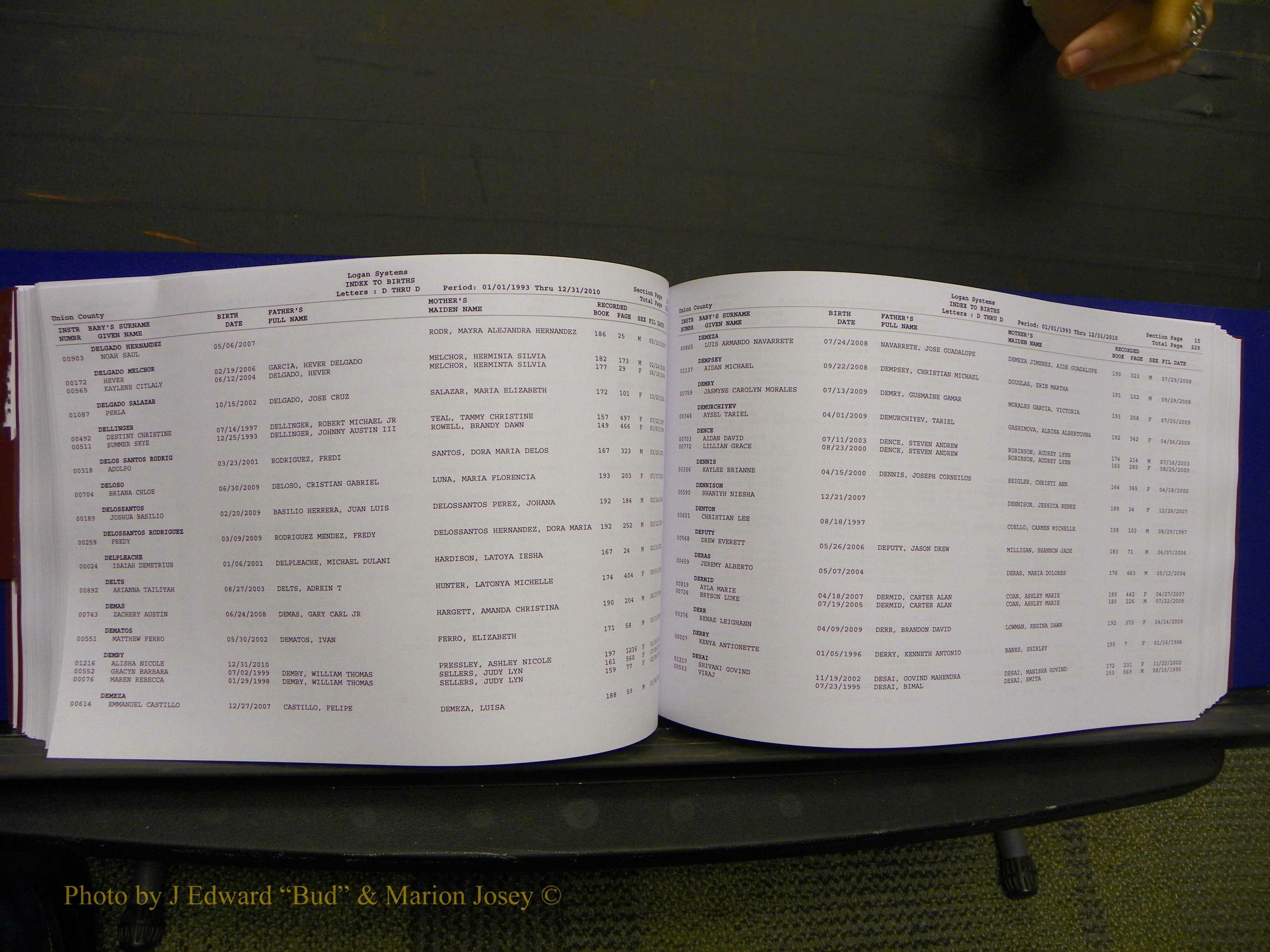 Union Co, NC Births, A-Z, 1993-2010 (146).JPG
