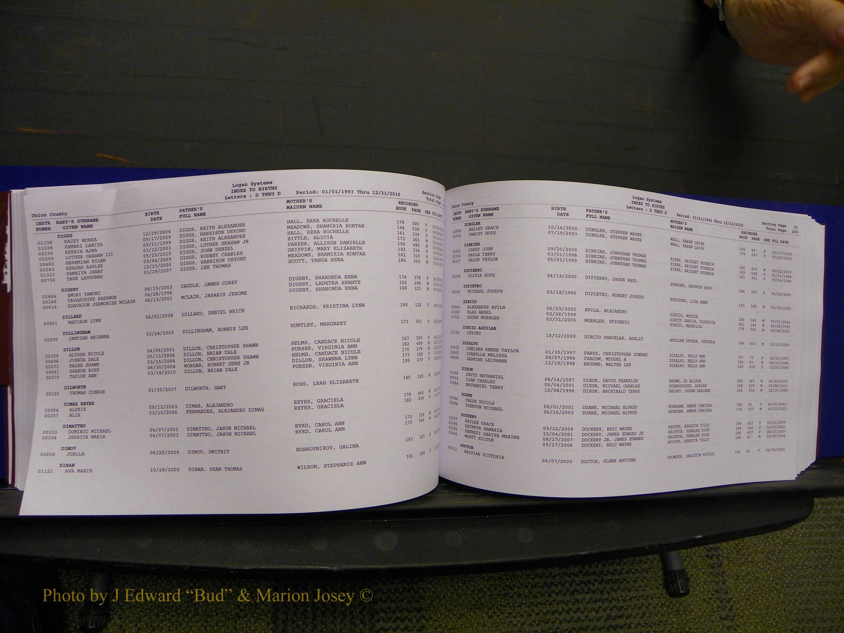 Union Co, NC Births, A-Z, 1993-2010 (150).JPG