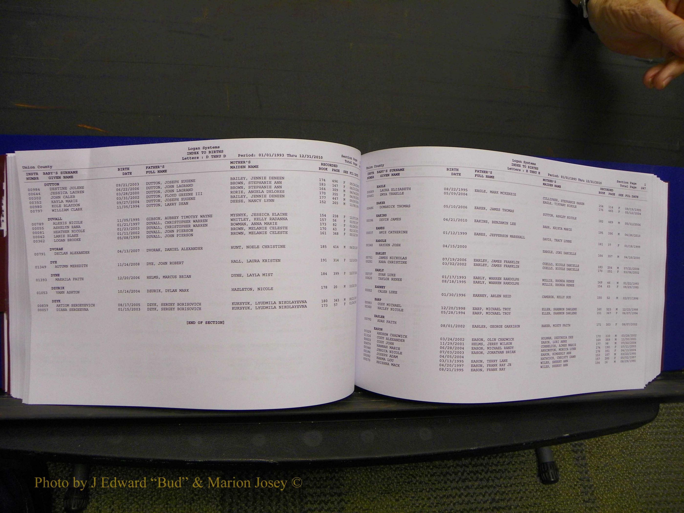 Union Co, NC Births, A-Z, 1993-2010 (156).JPG