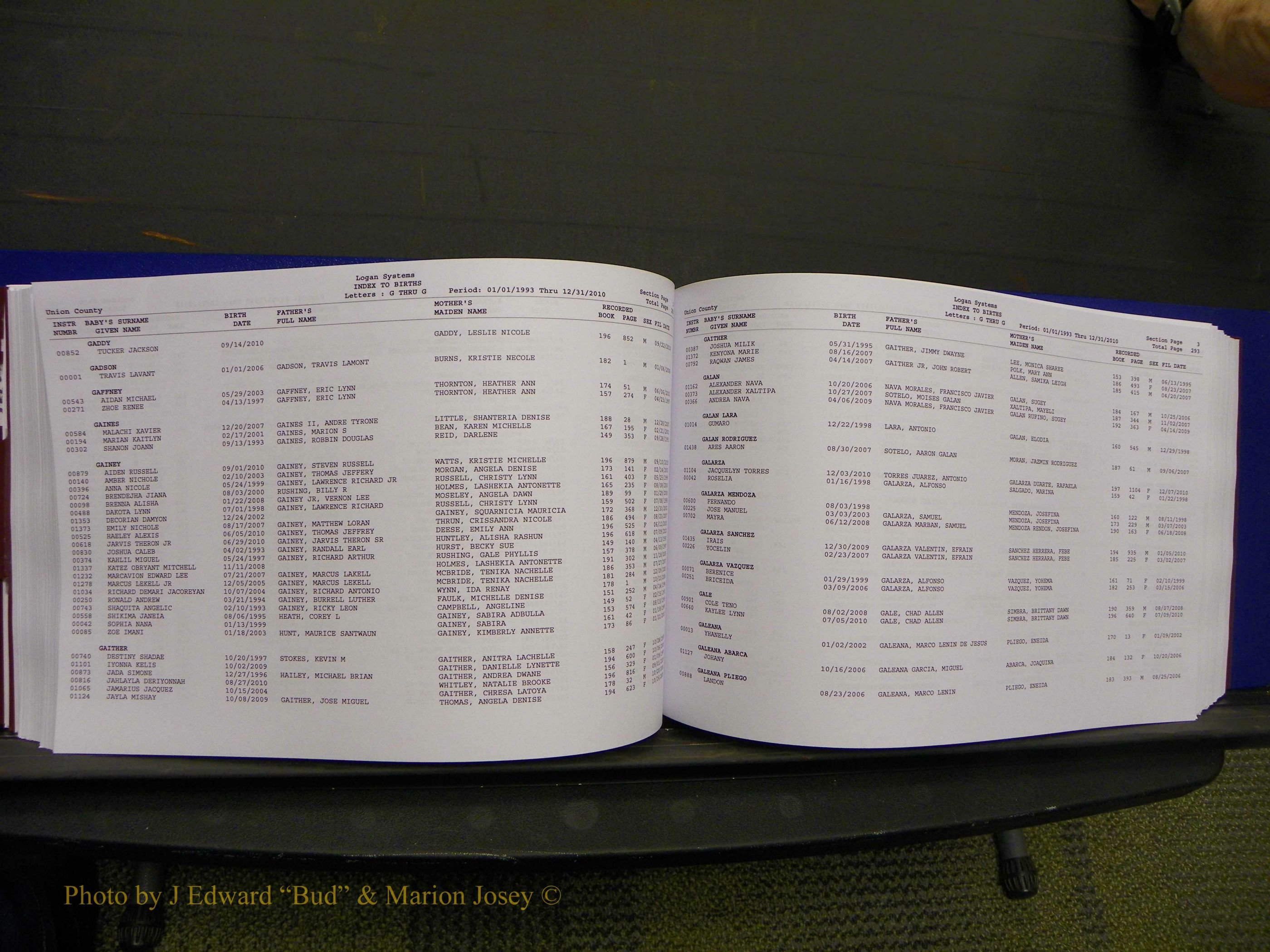 Union Co, NC Births, A-Z, 1993-2010 (179).JPG