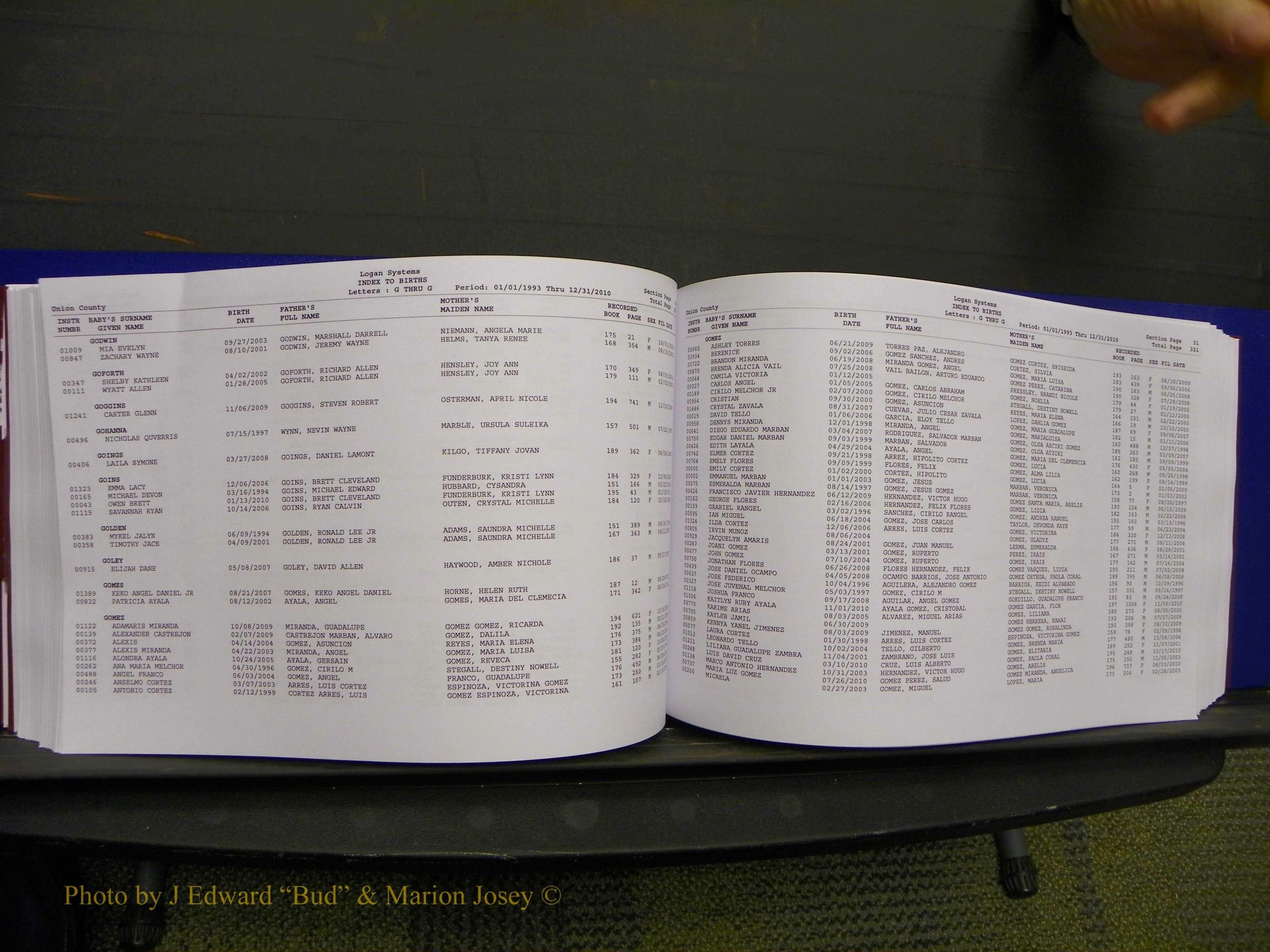 Union Co, NC Births, A-Z, 1993-2010 (193).JPG