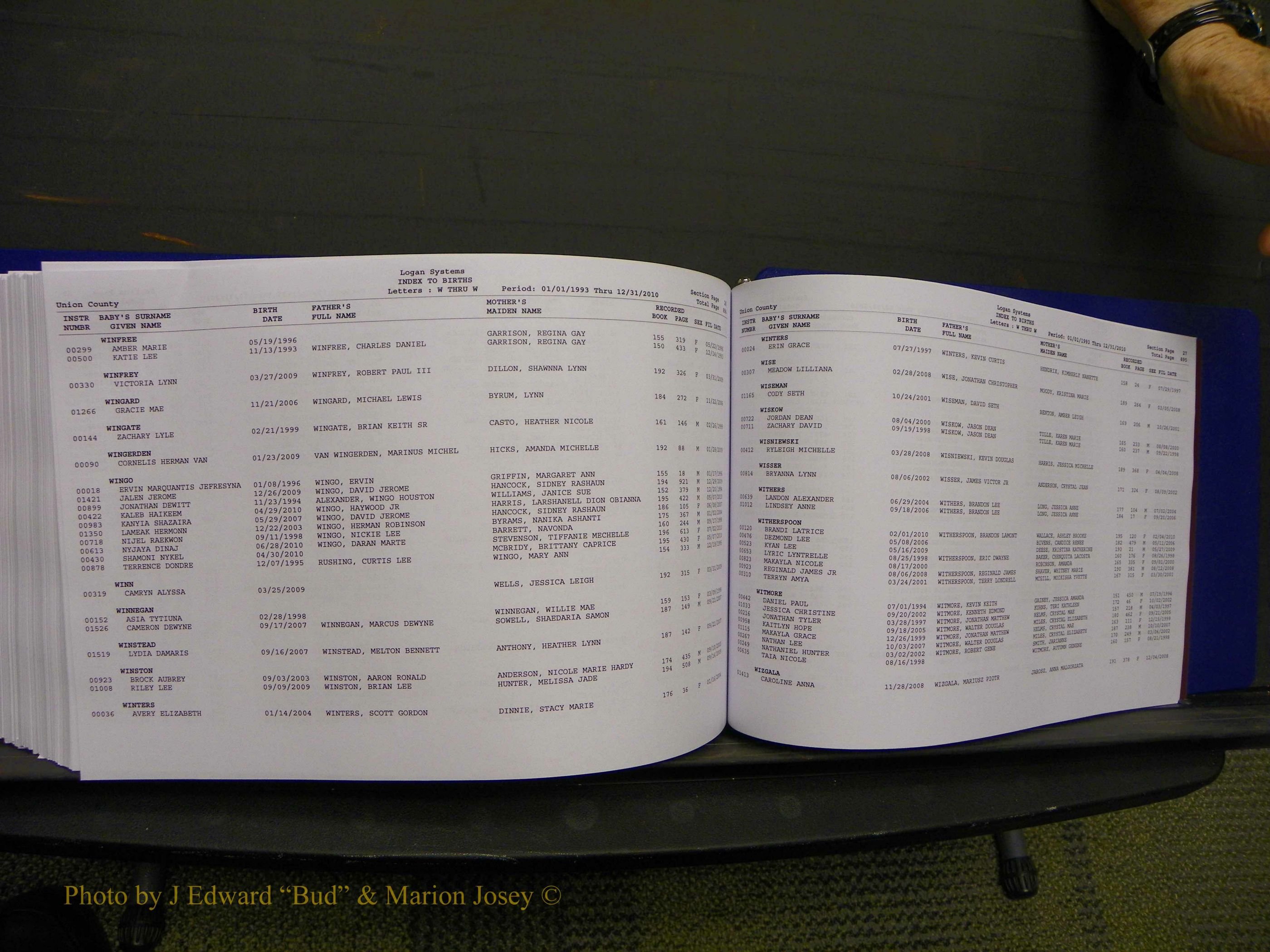 Union Co, NC Births, A-Z, 1993-2010 (480).JPG