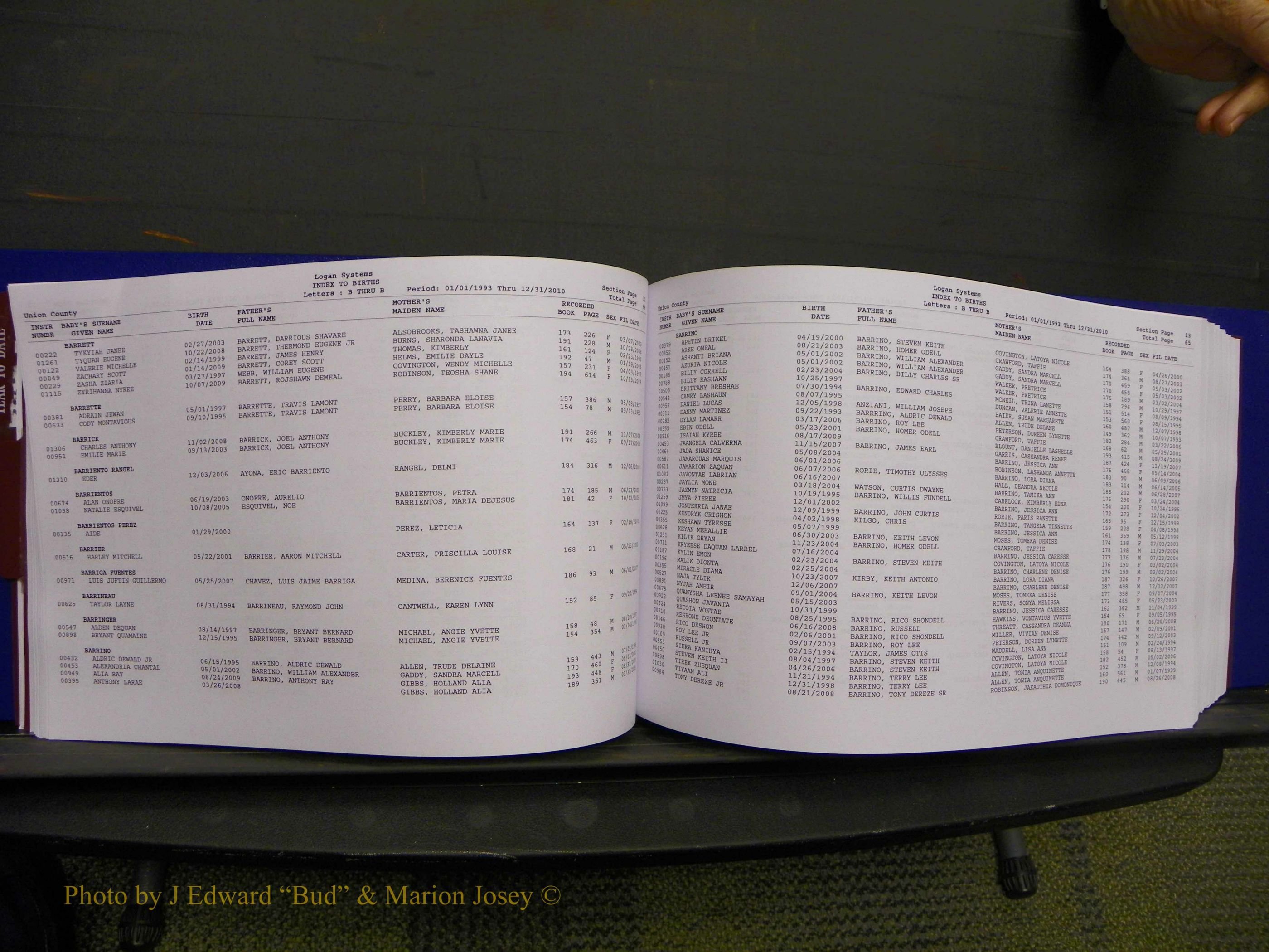 Union Co, NC Births, A-Z, 1993-2010 (64).JPG