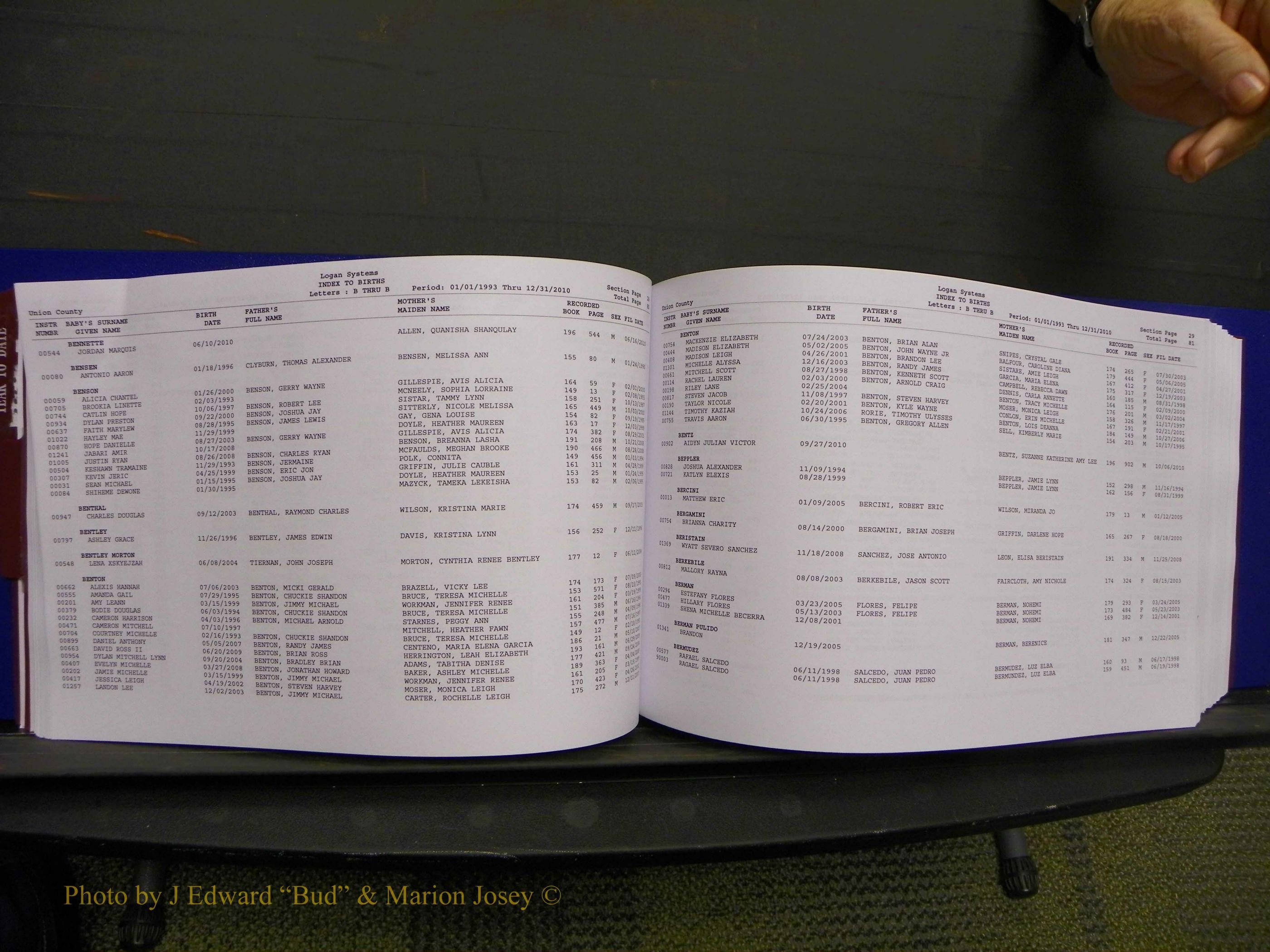 Union Co, NC Births, A-Z, 1993-2010 (73).JPG