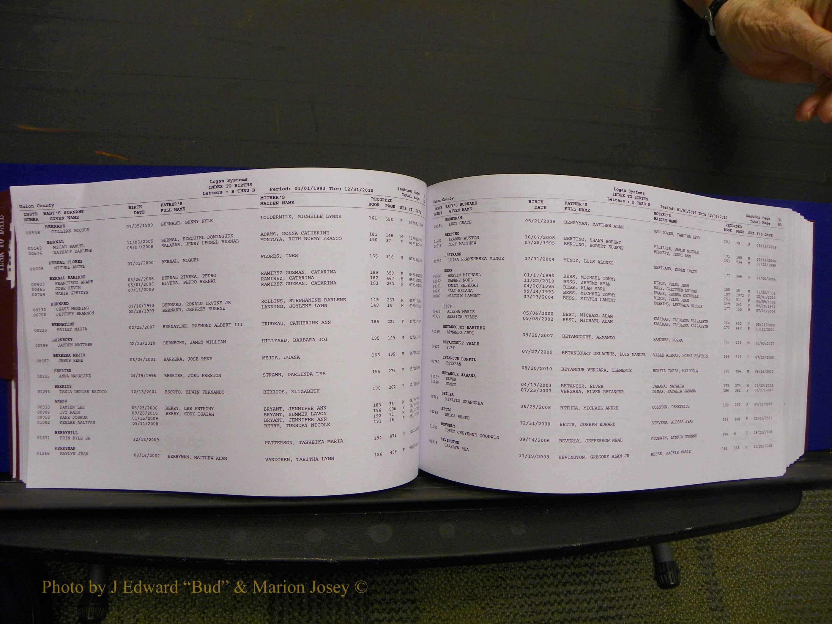 Union Co, NC Births, A-Z, 1993-2010 (74).JPG