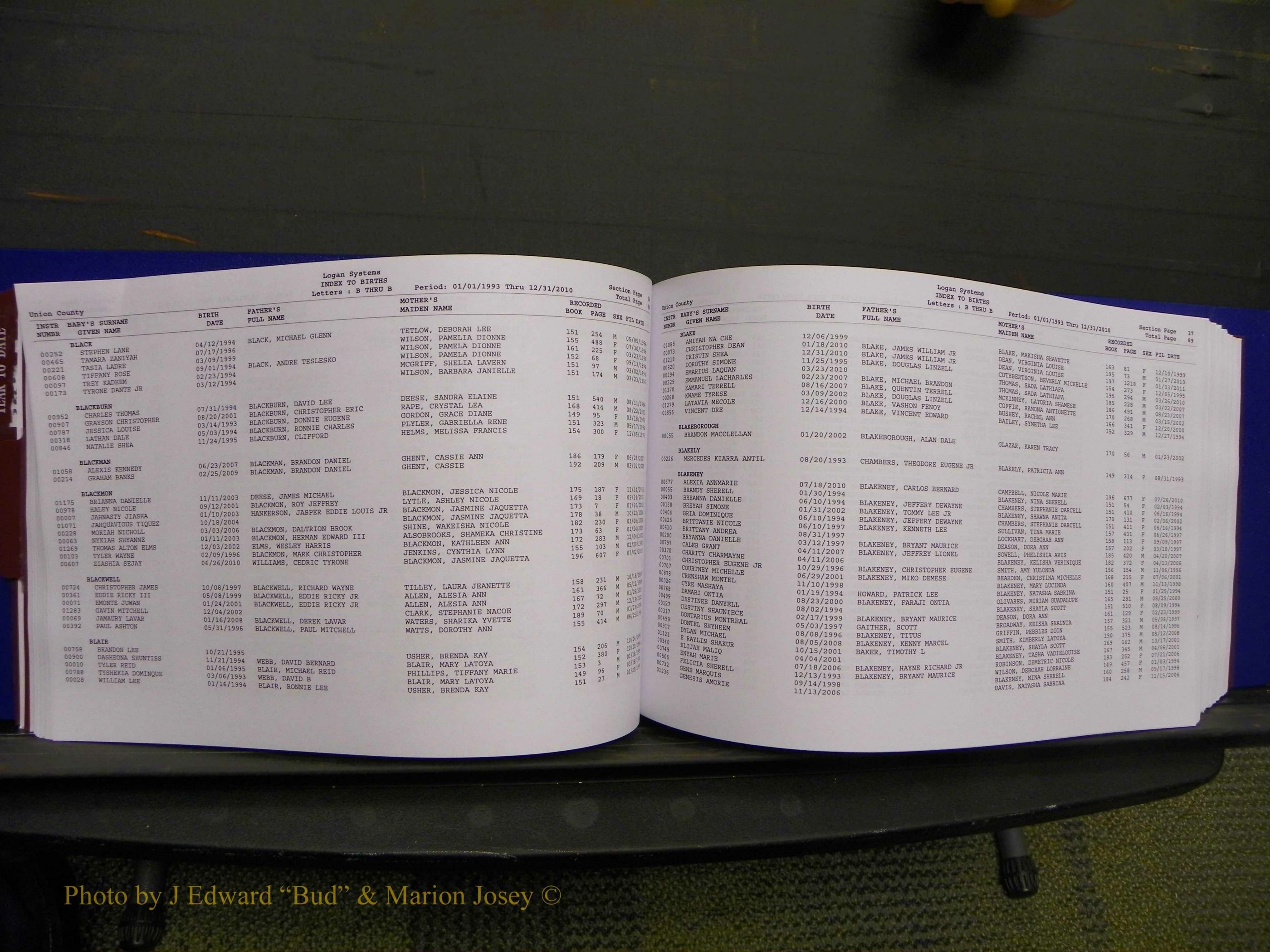 Union Co, NC Births, A-Z, 1993-2010 (78).JPG