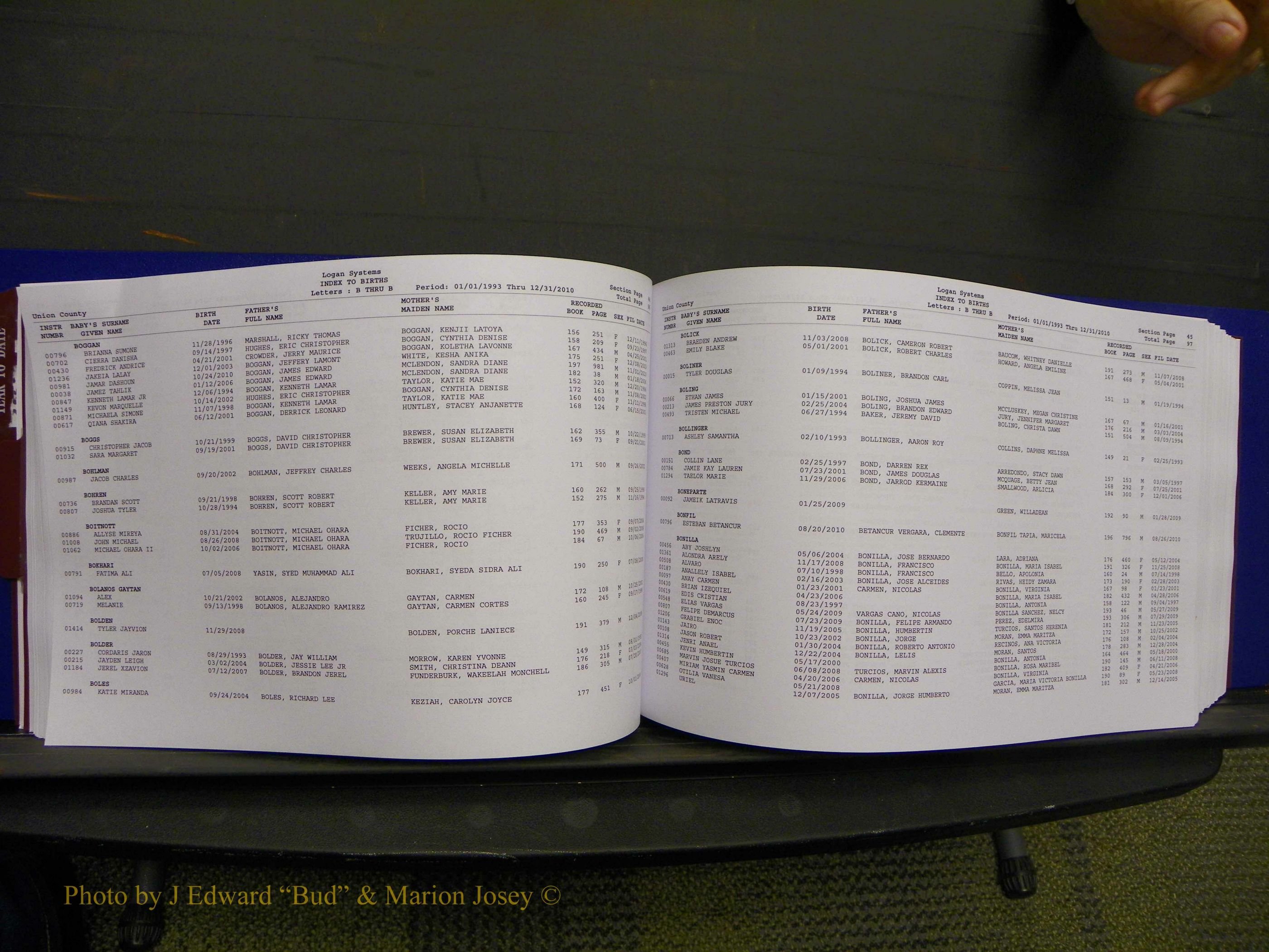 Union Co, NC Births, A-Z, 1993-2010 (81).JPG