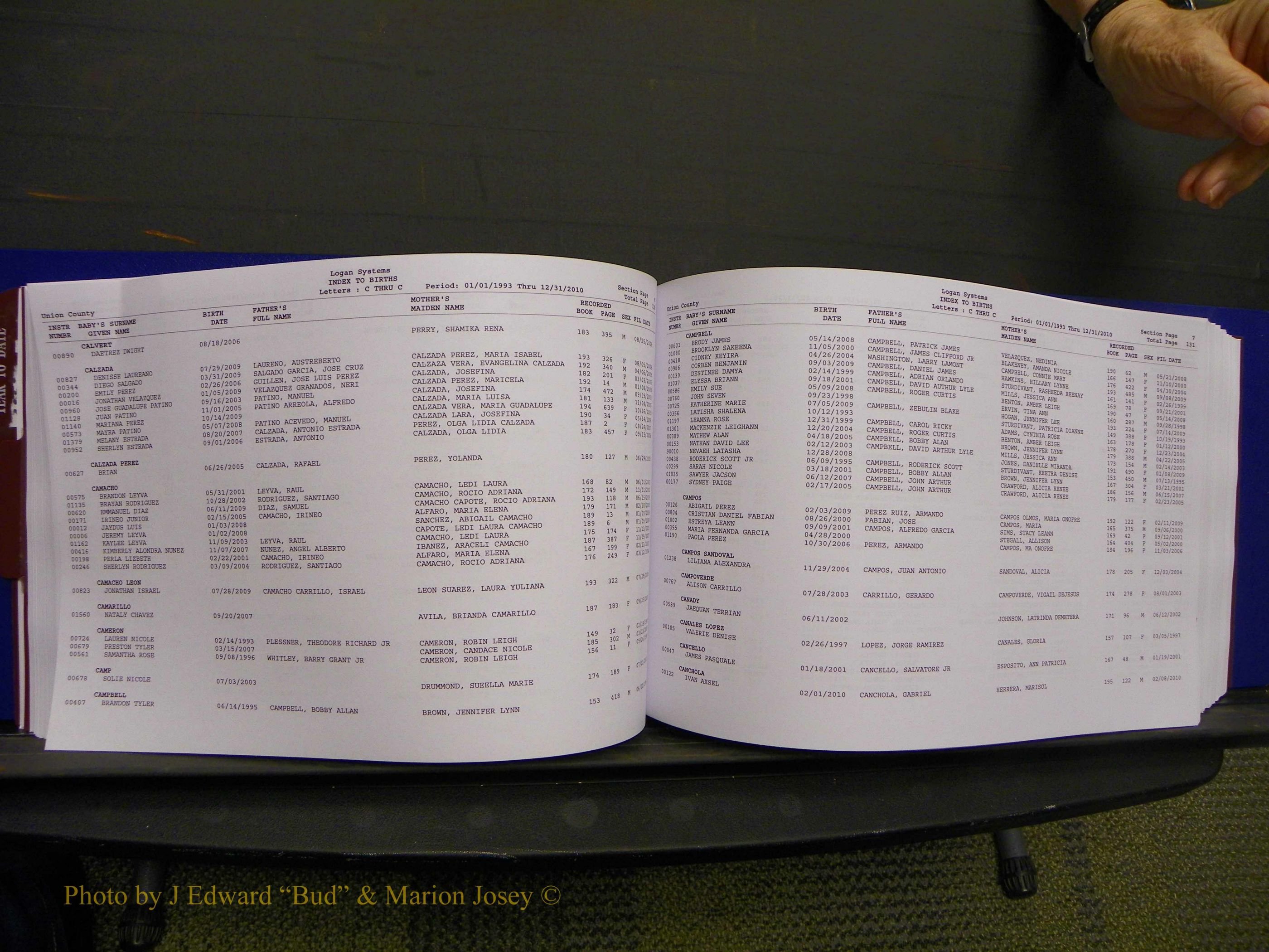 Union Co, NC Births, A-Z, 1993-2010 (98).JPG