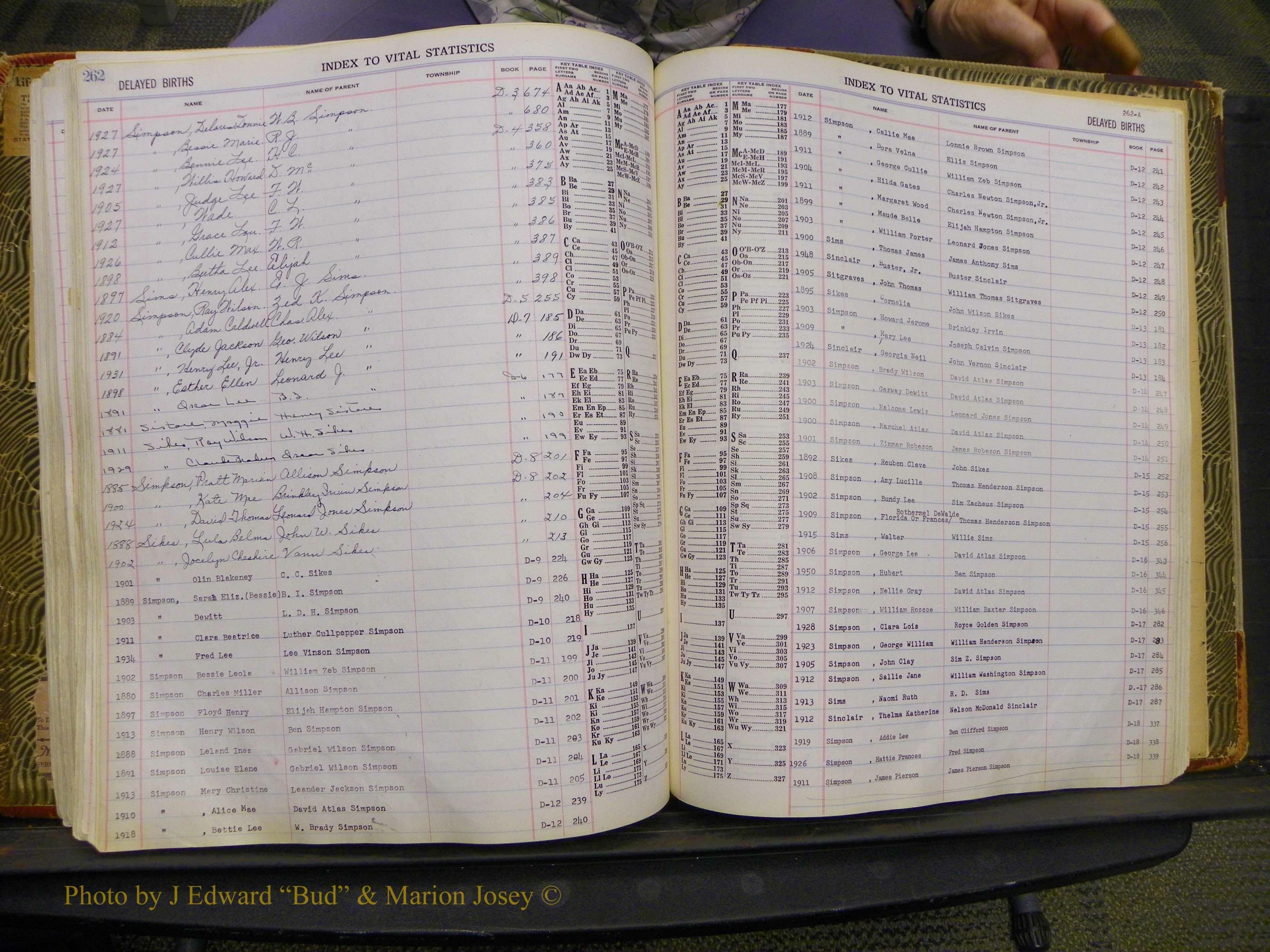 Union Co, NC Delayed Births, A-Z (153).JPG