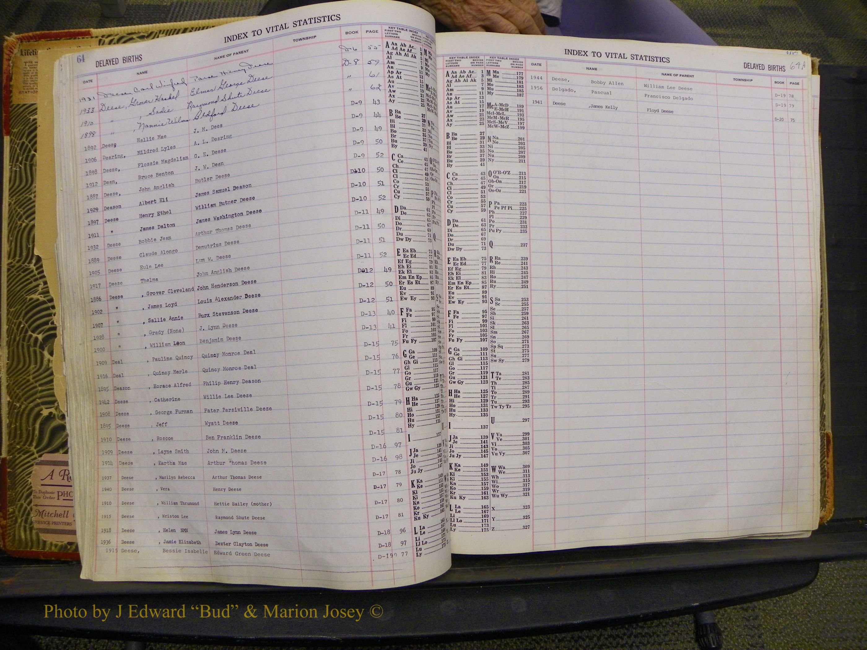 Union Co, NC Delayed Births, A-Z (37).JPG