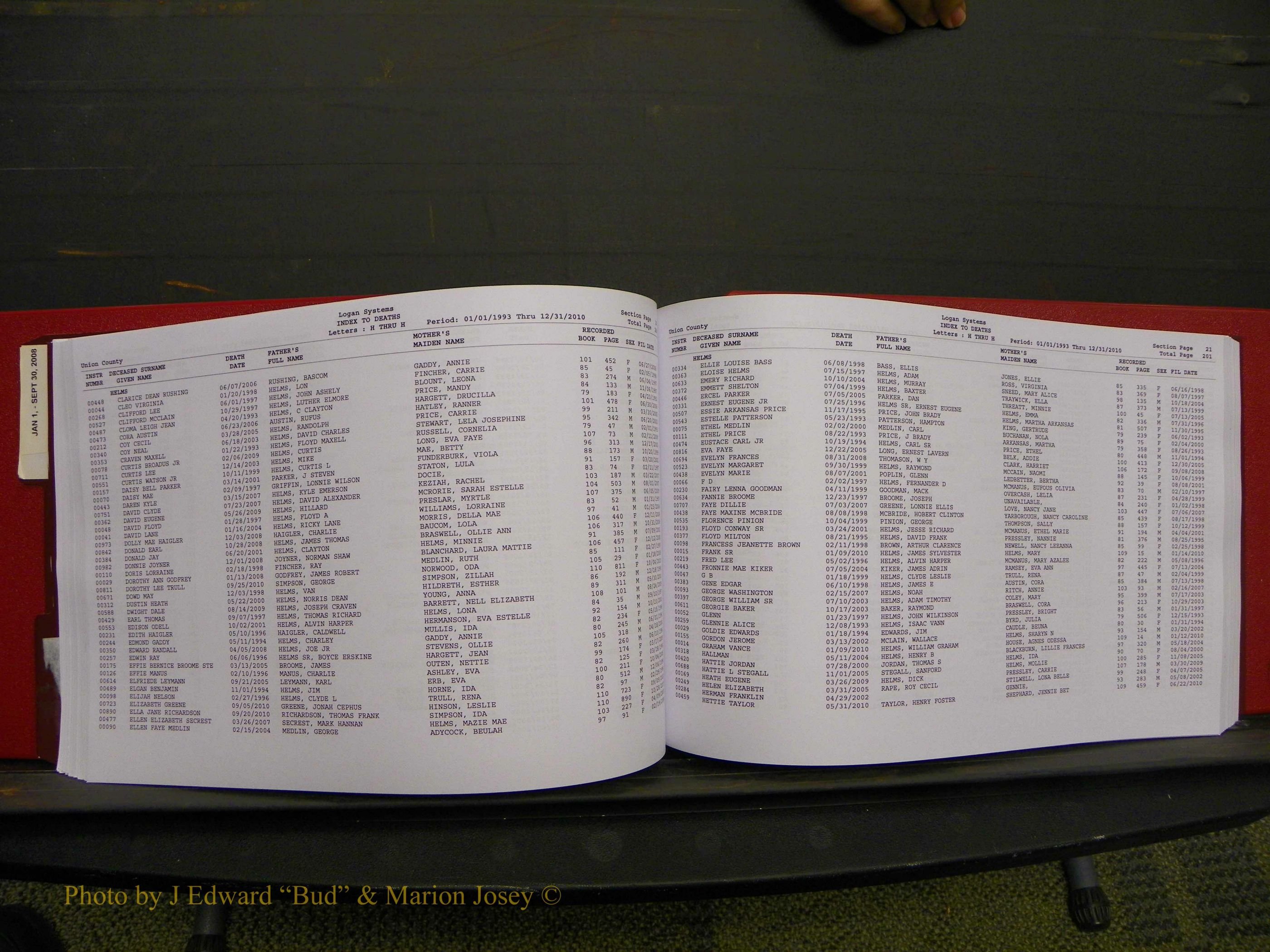 Union Co, NC Deaths, A-Z, 1993-2010 (119).JPG