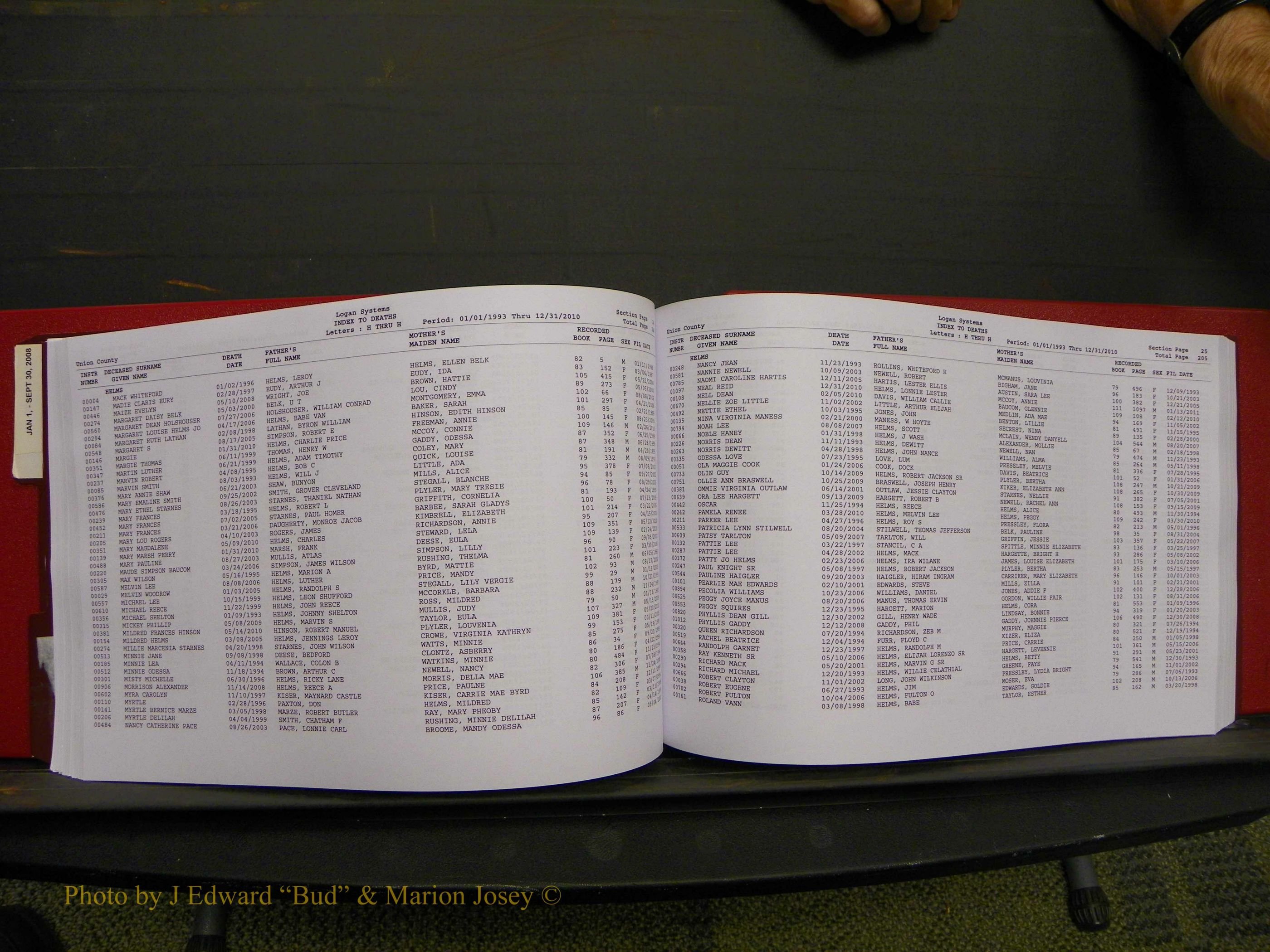 Union Co, NC Deaths, A-Z, 1993-2010 (120).JPG