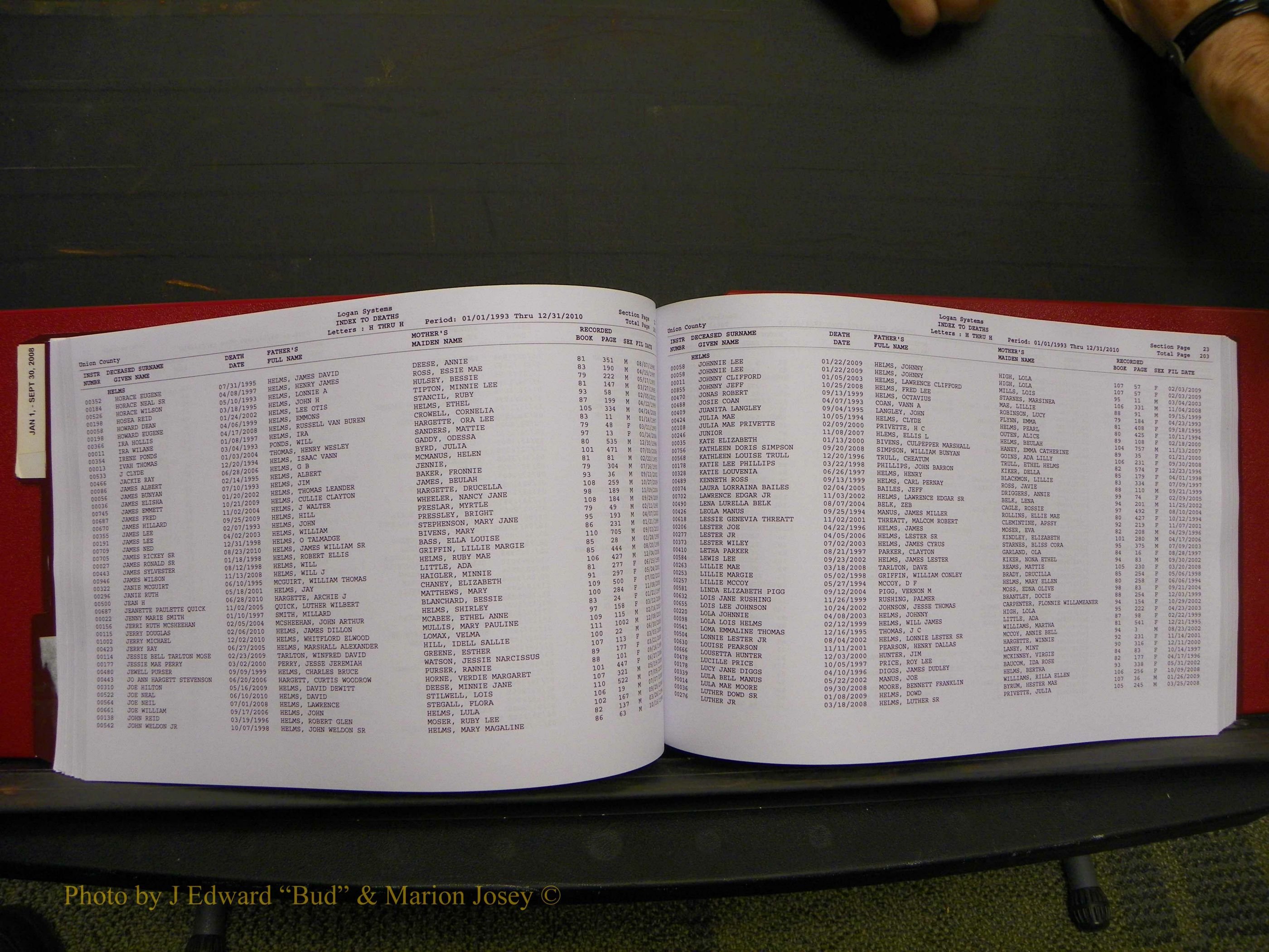 Union Co, NC Deaths, A-Z, 1993-2010 (121).JPG