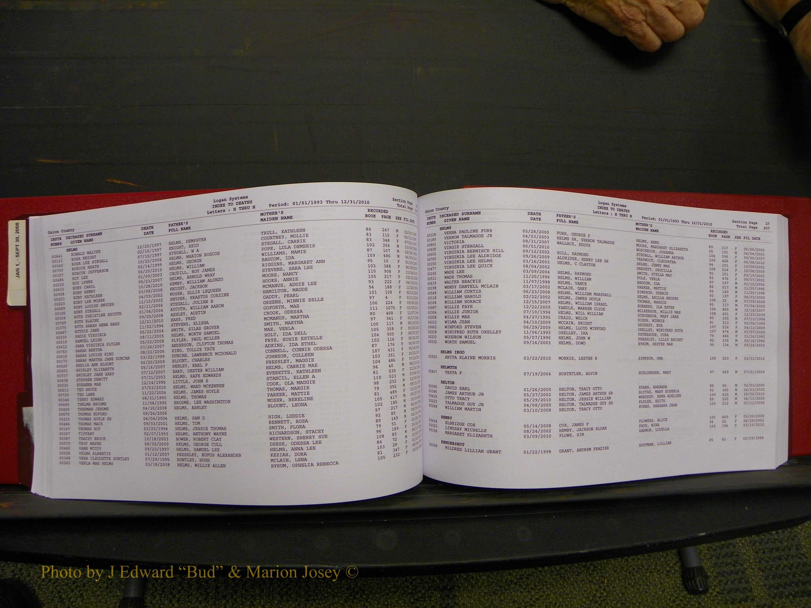 Union Co, NC Deaths, A-Z, 1993-2010 (122).JPG