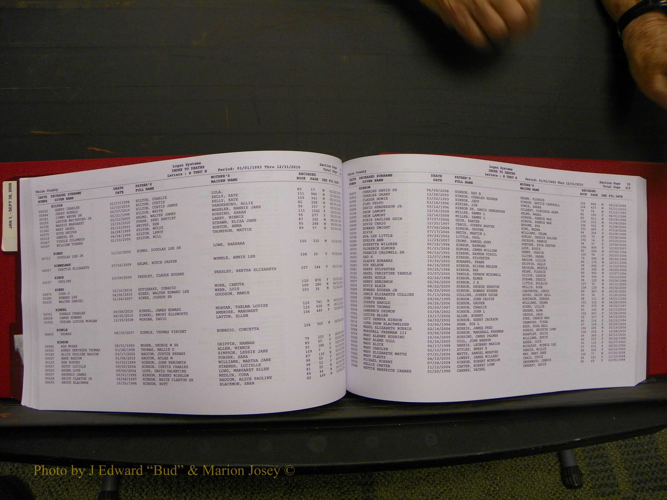Union Co, NC Deaths, A-Z, 1993-2010 (126).JPG