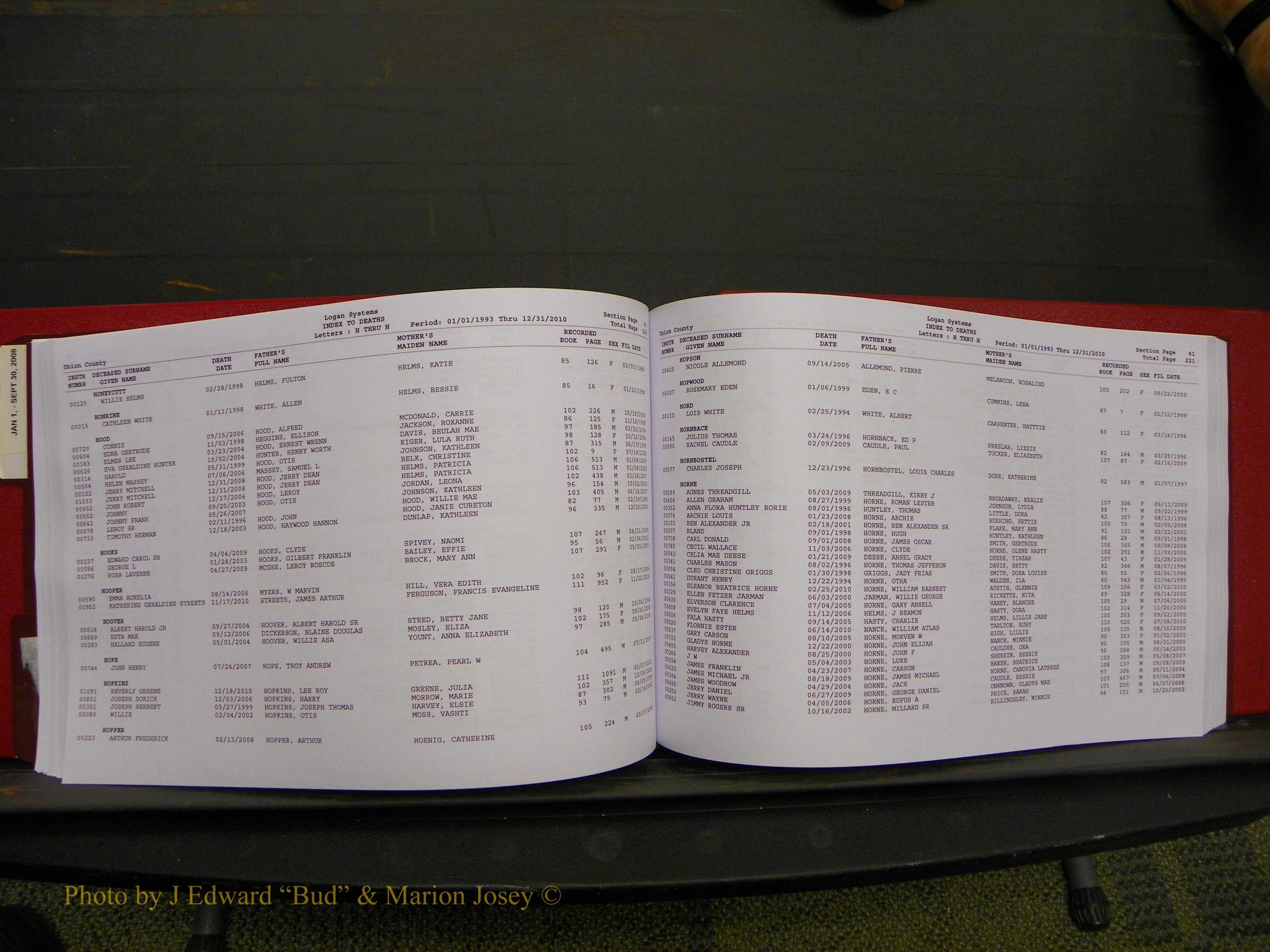 Union Co, NC Deaths, A-Z, 1993-2010 (129).JPG