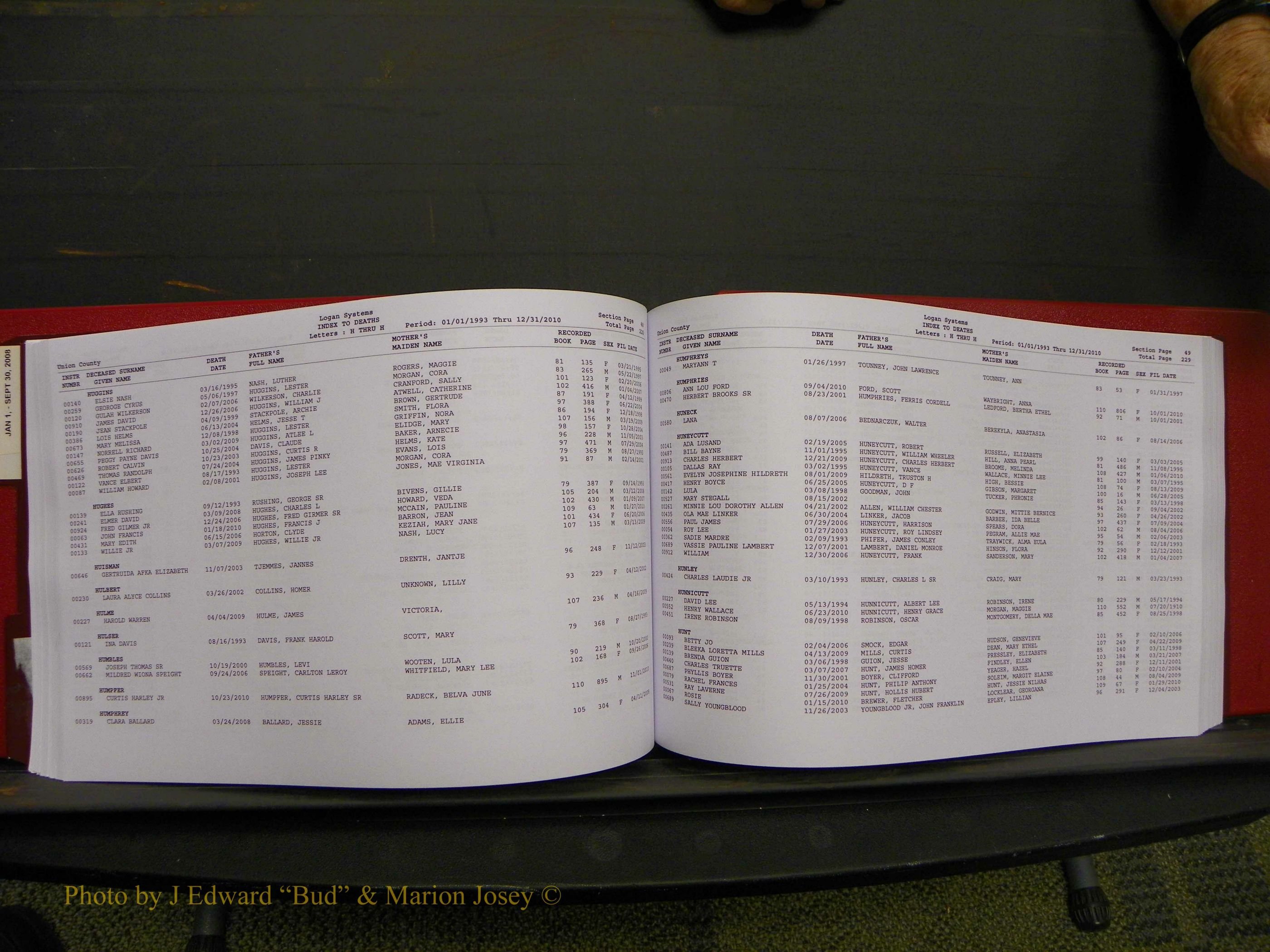 Union Co, NC Deaths, A-Z, 1993-2010 (132).JPG