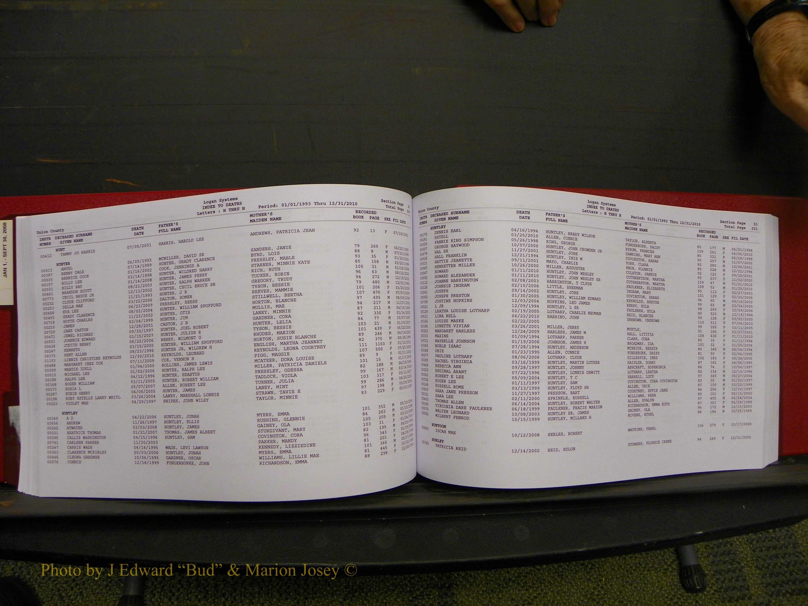 Union Co, NC Deaths, A-Z, 1993-2010 (134).JPG