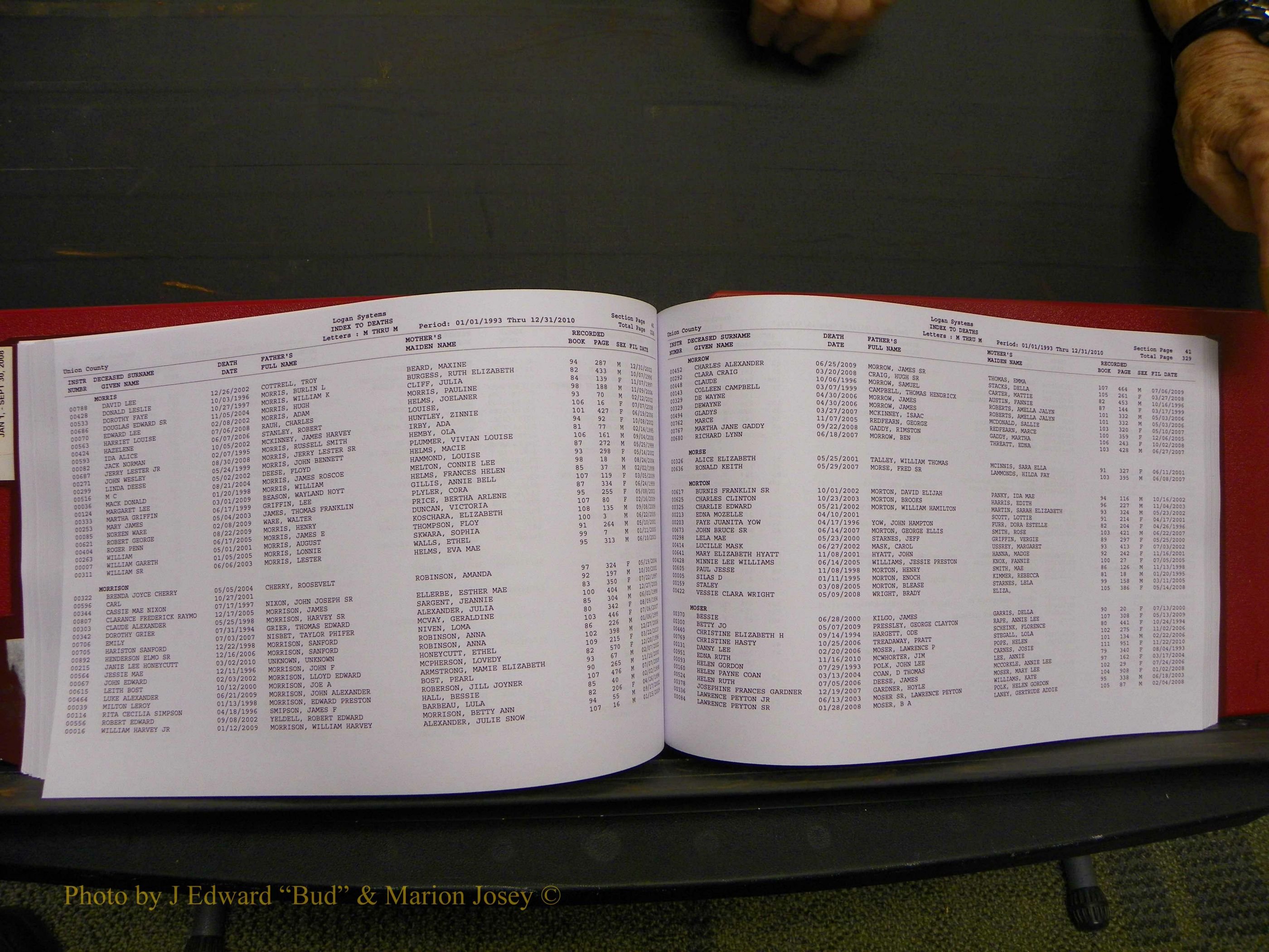 Union Co, NC Deaths, A-Z, 1993-2010 (183).JPG