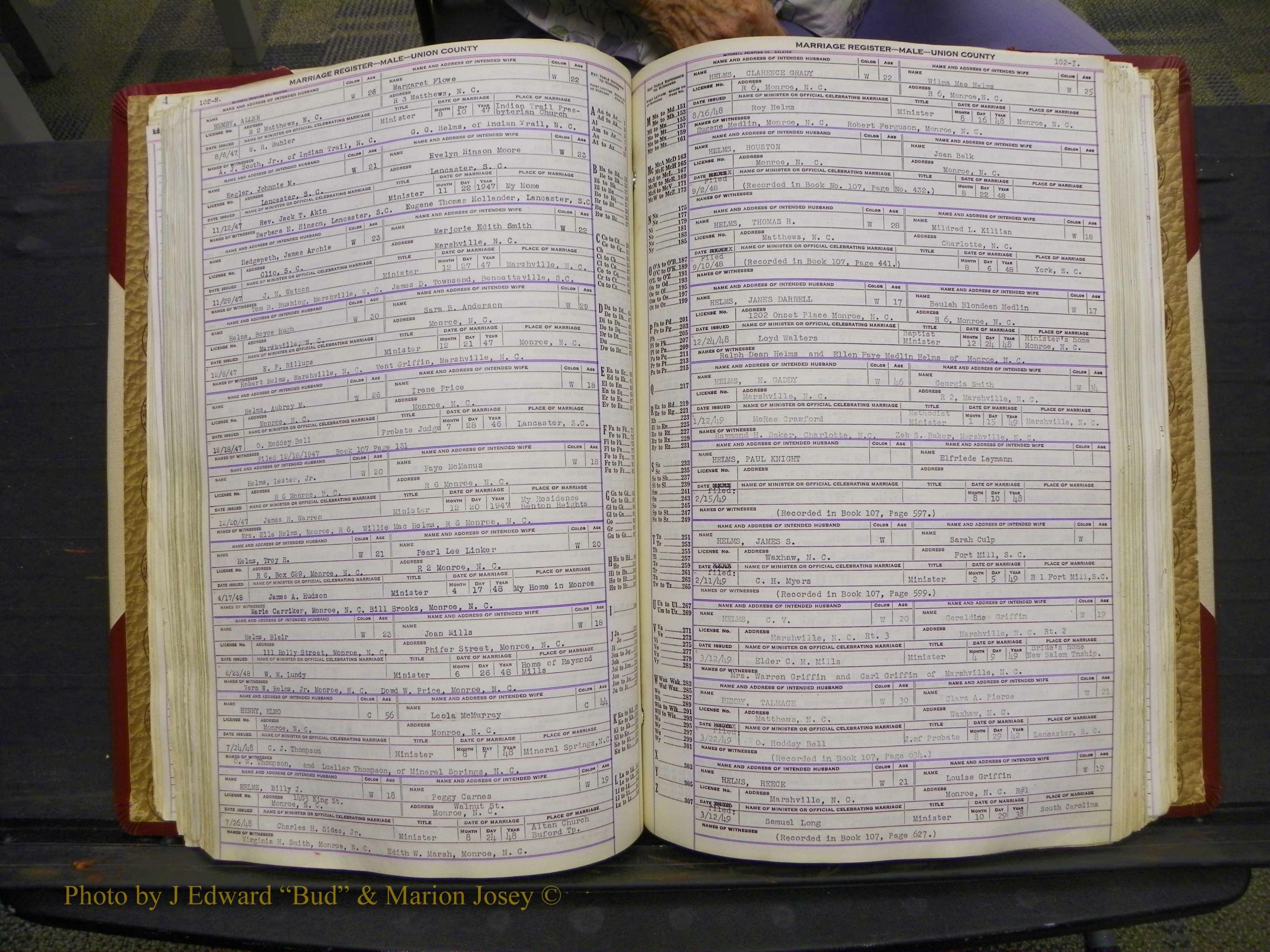 Union Co, NC Marriage Book 10, A-Z, 1937-1965 (137).JPG