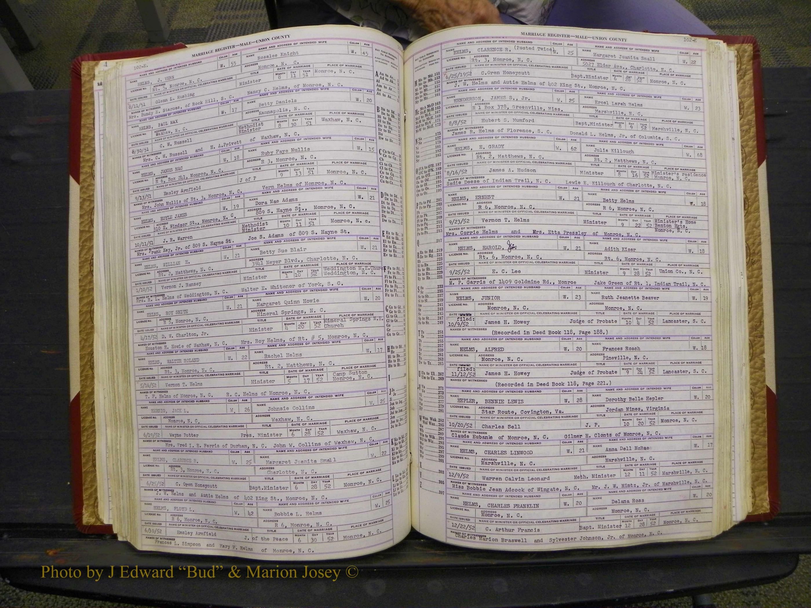 Union Co, NC Marriage Book 10, A-Z, 1937-1965 (139).JPG