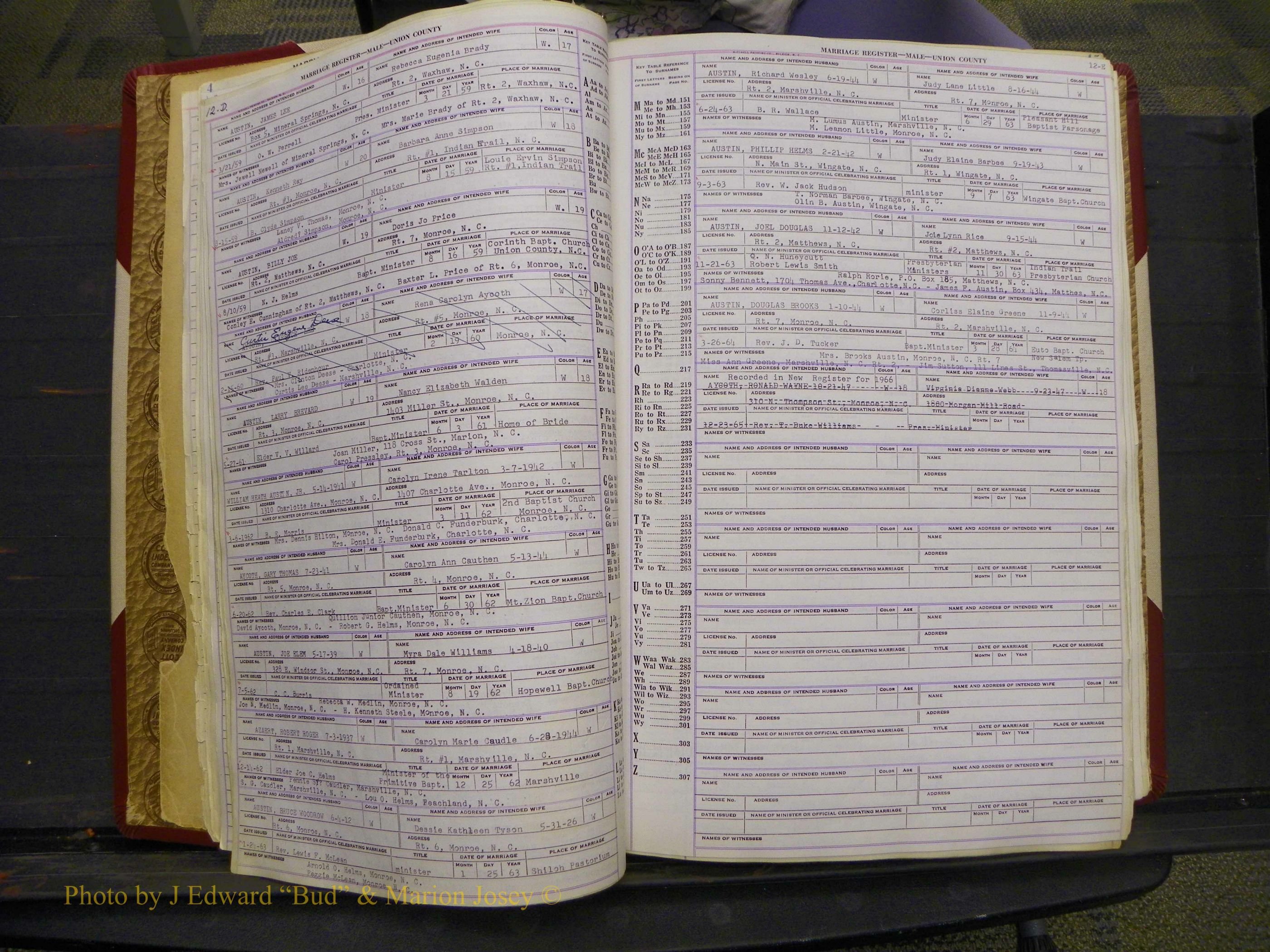 Union Co, NC Marriage Book 10, A-Z, 1937-1965 (14).JPG