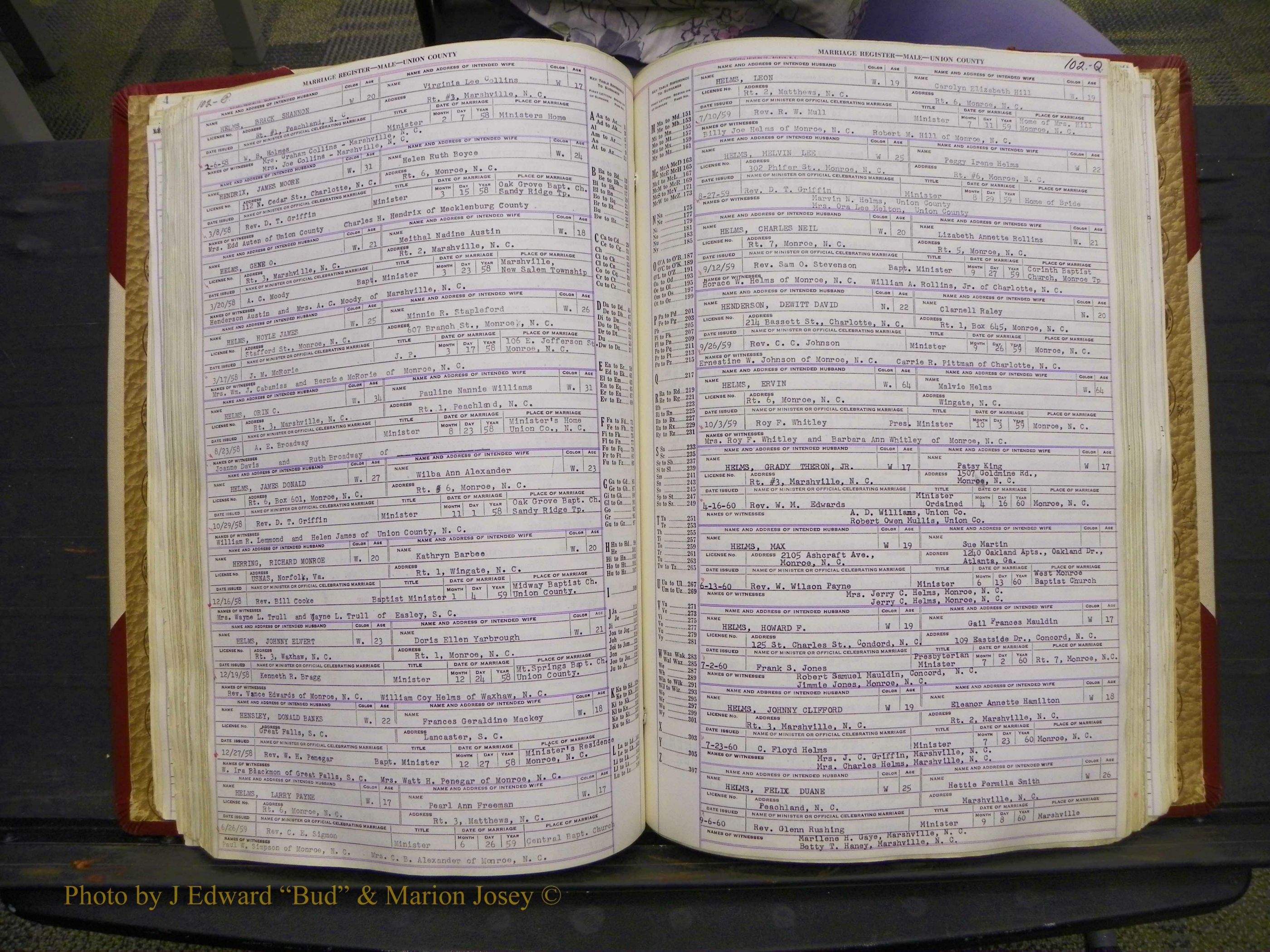 Union Co, NC Marriage Book 10, A-Z, 1937-1965 (142).JPG