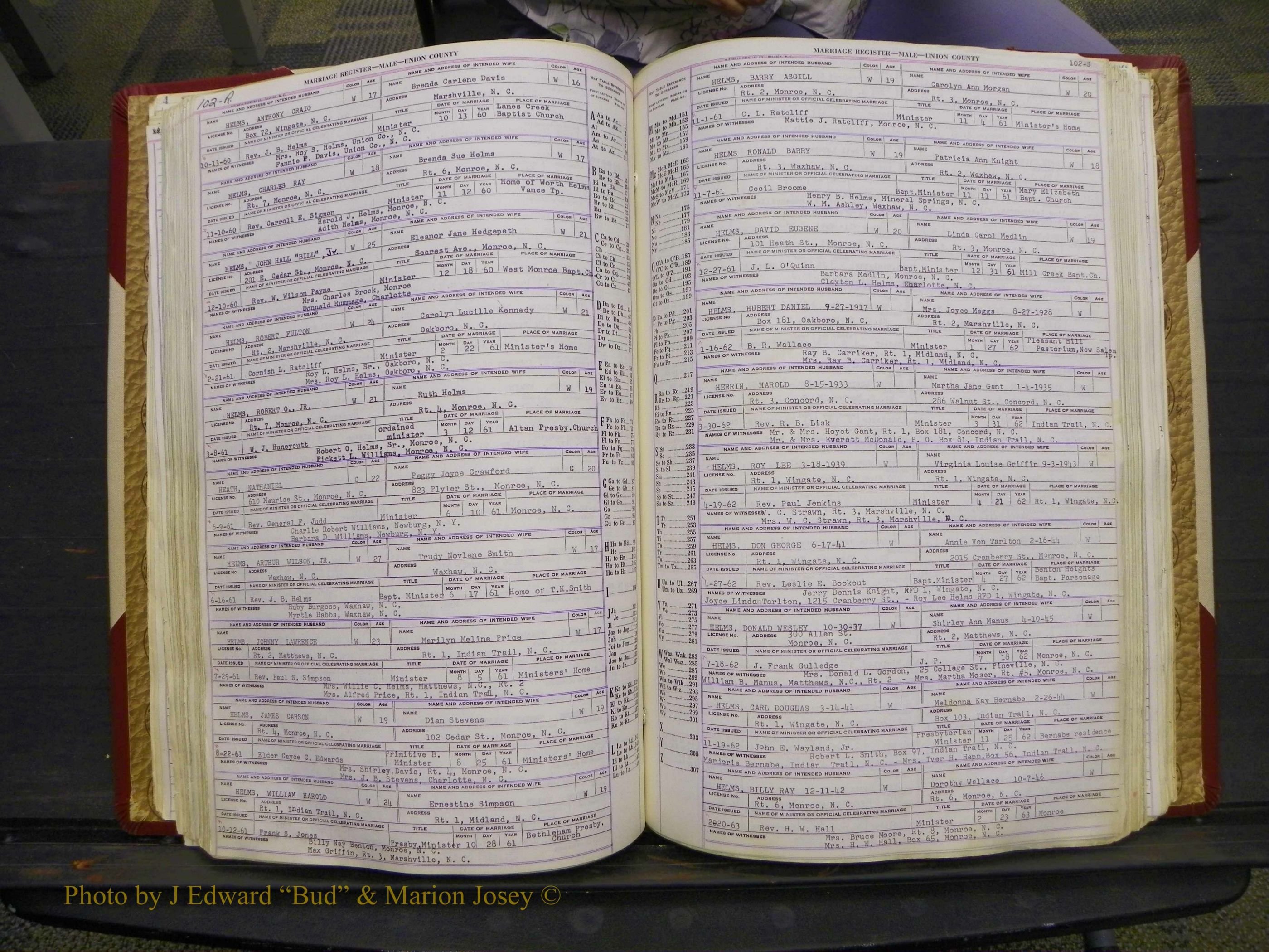 Union Co, NC Marriage Book 10, A-Z, 1937-1965 (143).JPG