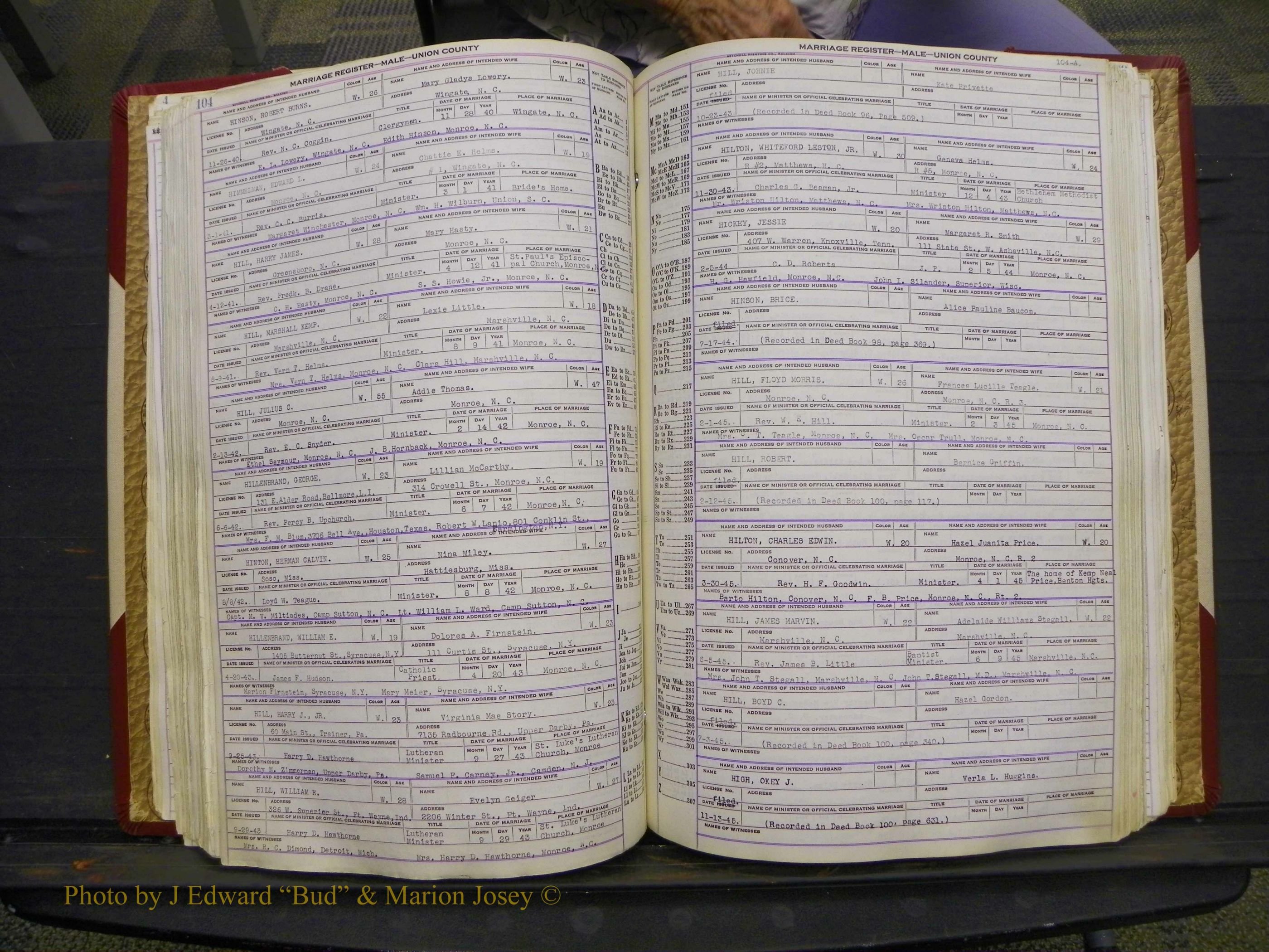 Union Co, NC Marriage Book 10, A-Z, 1937-1965 (146).JPG