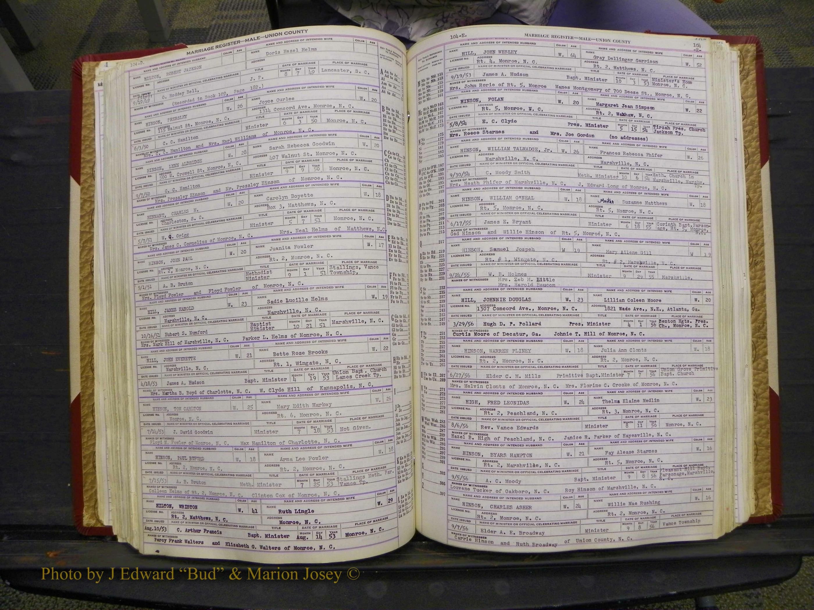 Union Co, NC Marriage Book 10, A-Z, 1937-1965 (148).JPG