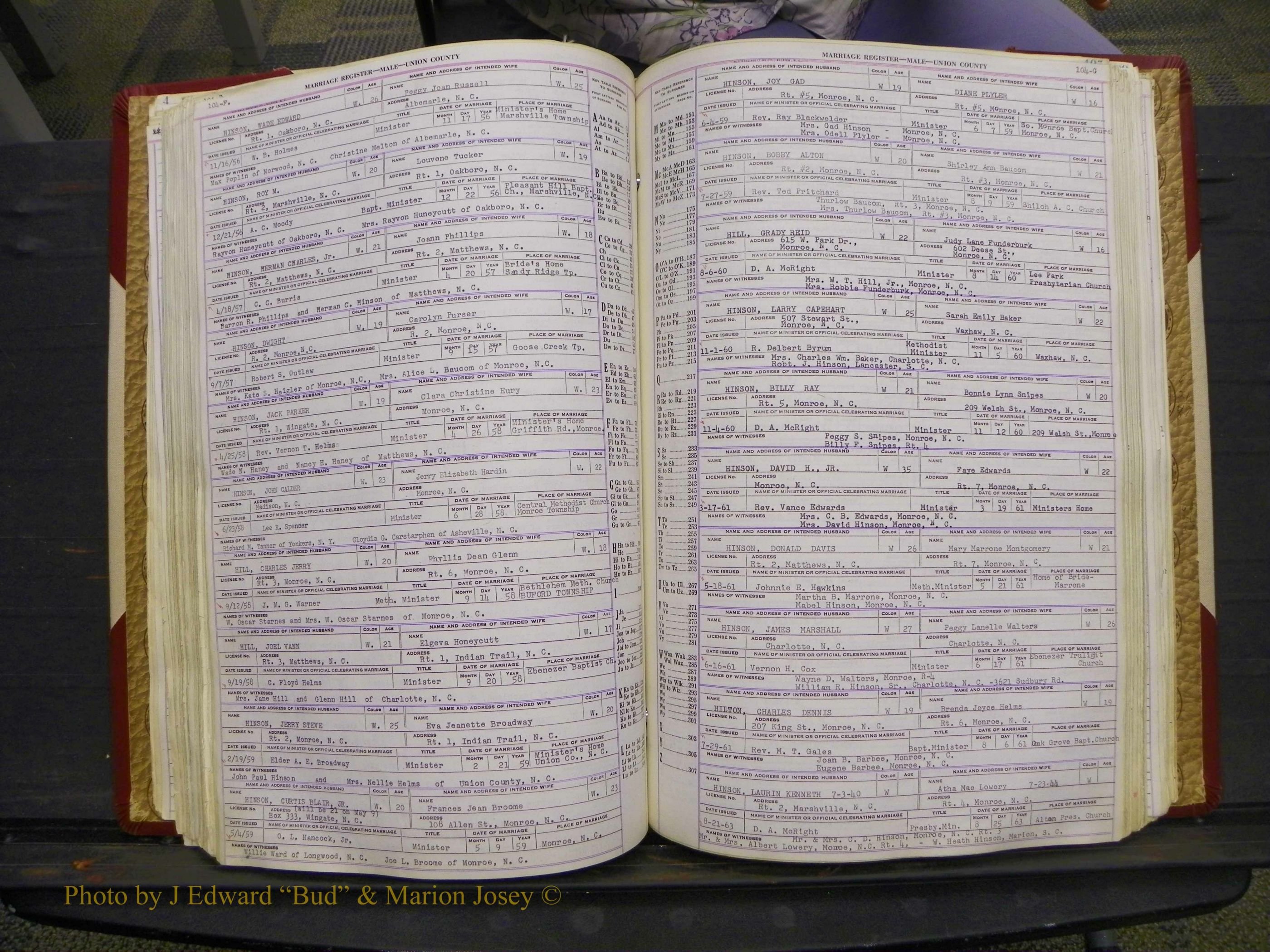 Union Co, NC Marriage Book 10, A-Z, 1937-1965 (149).JPG