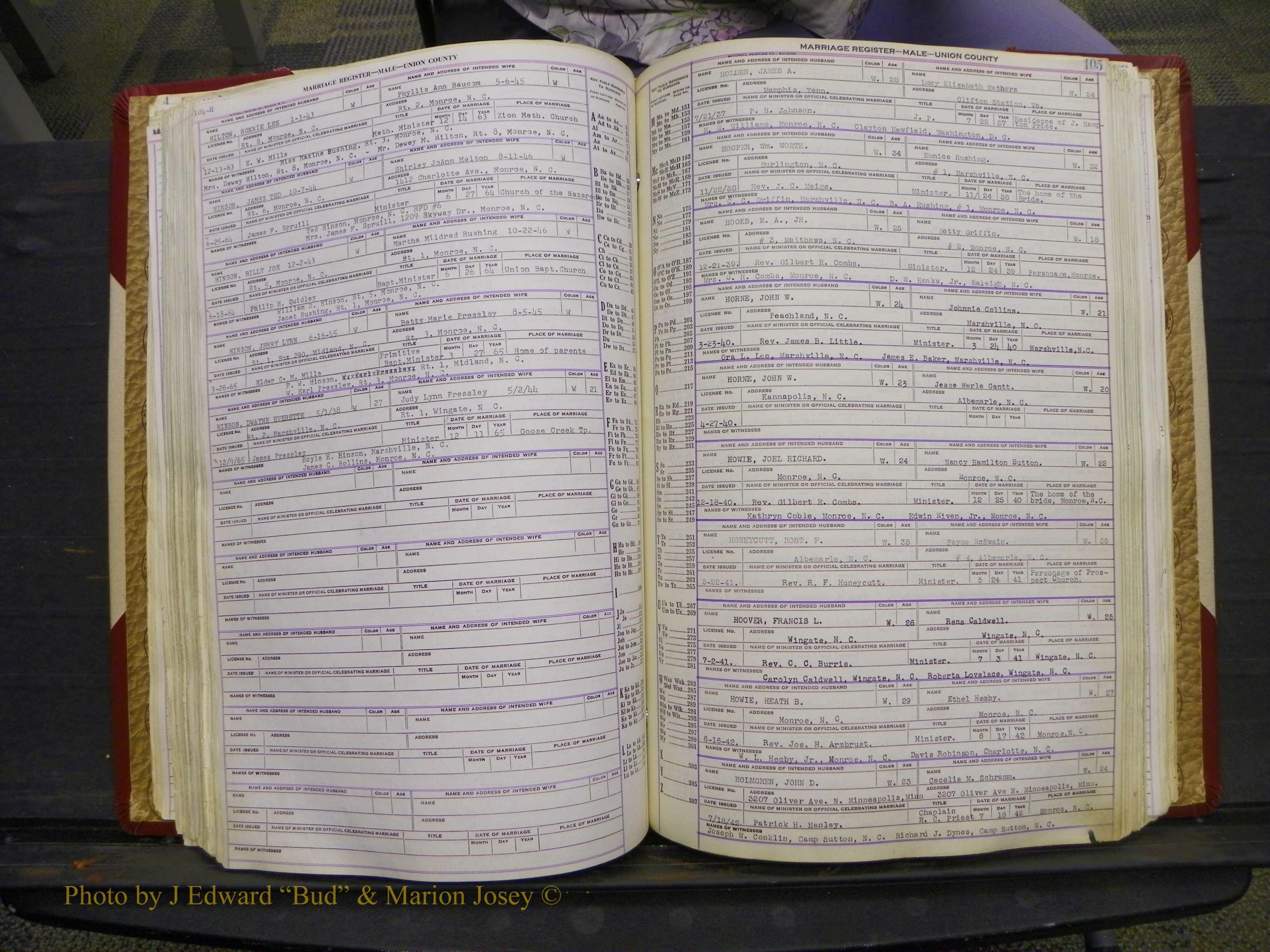 Union Co, NC Marriage Book 10, A-Z, 1937-1965 (151).JPG