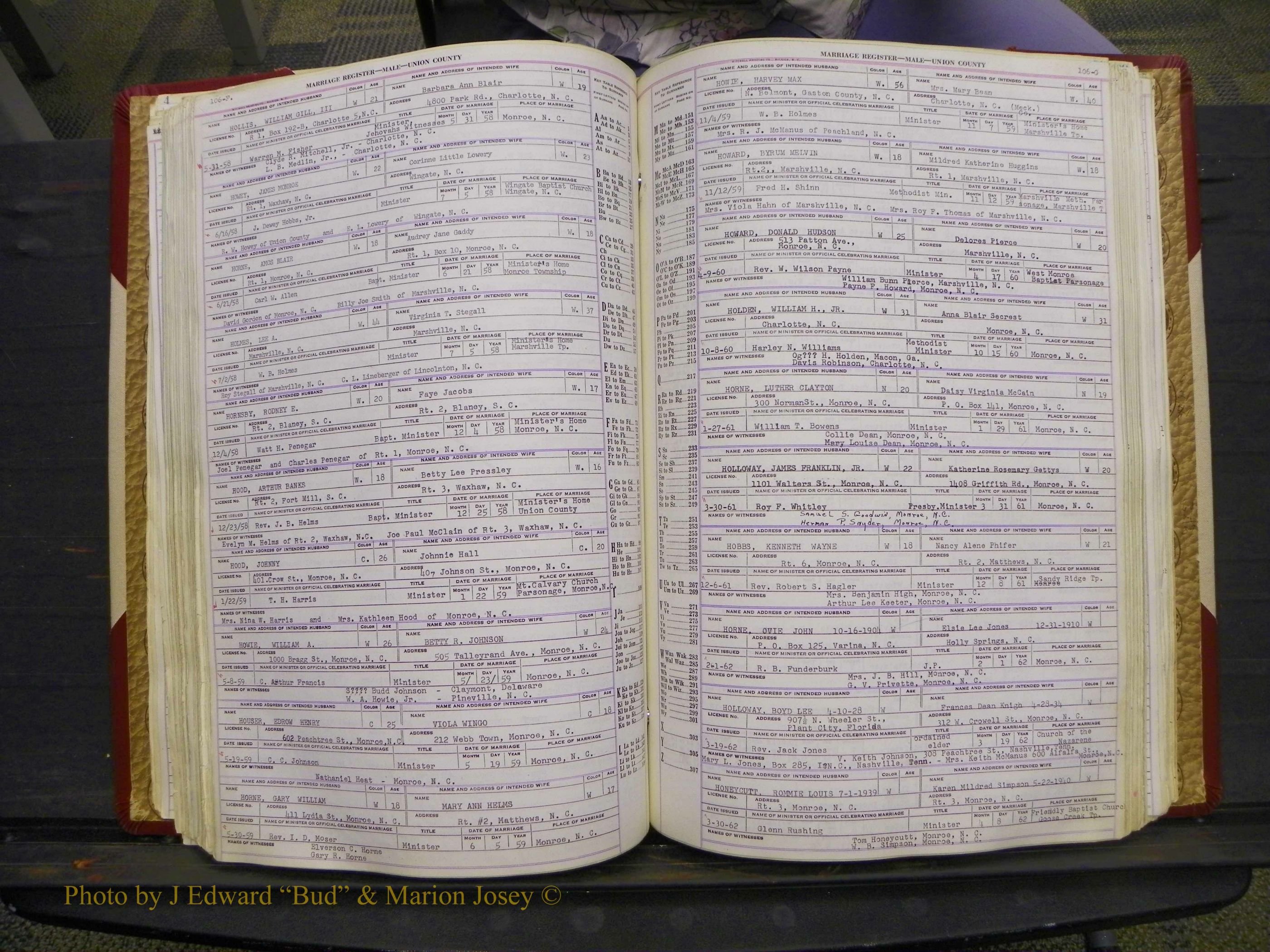 Union Co, NC Marriage Book 10, A-Z, 1937-1965 (153).JPG