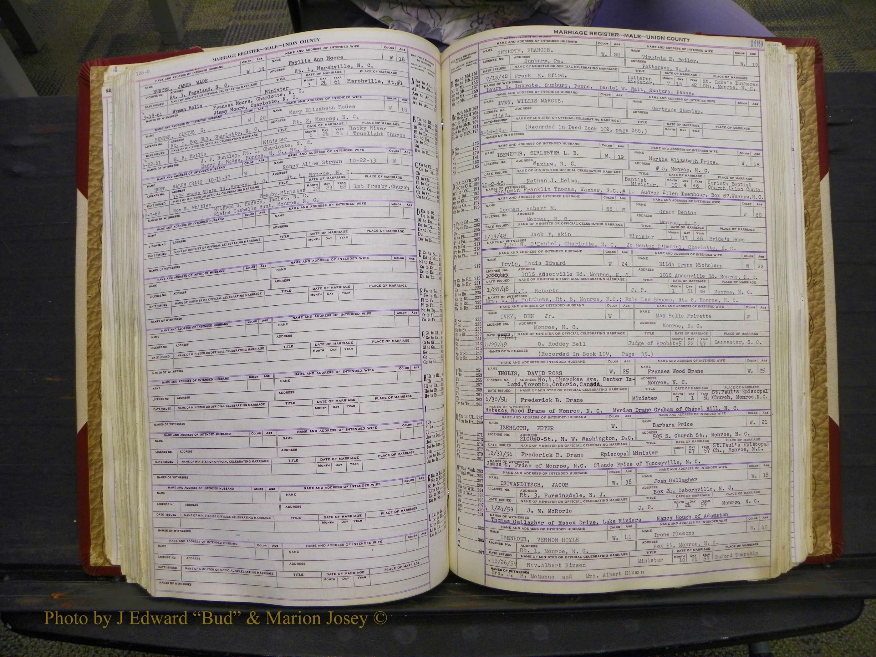 Union Co, NC Marriage Book 10, A-Z, 1937-1965 (159).JPG