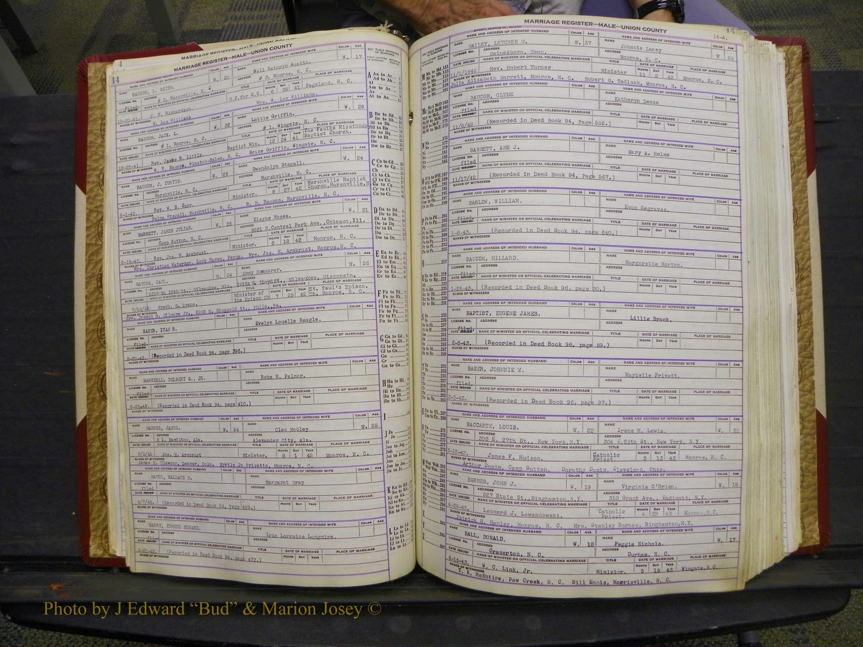 Union Co, NC Marriage Book 10, A-Z, 1937-1965 (16).JPG