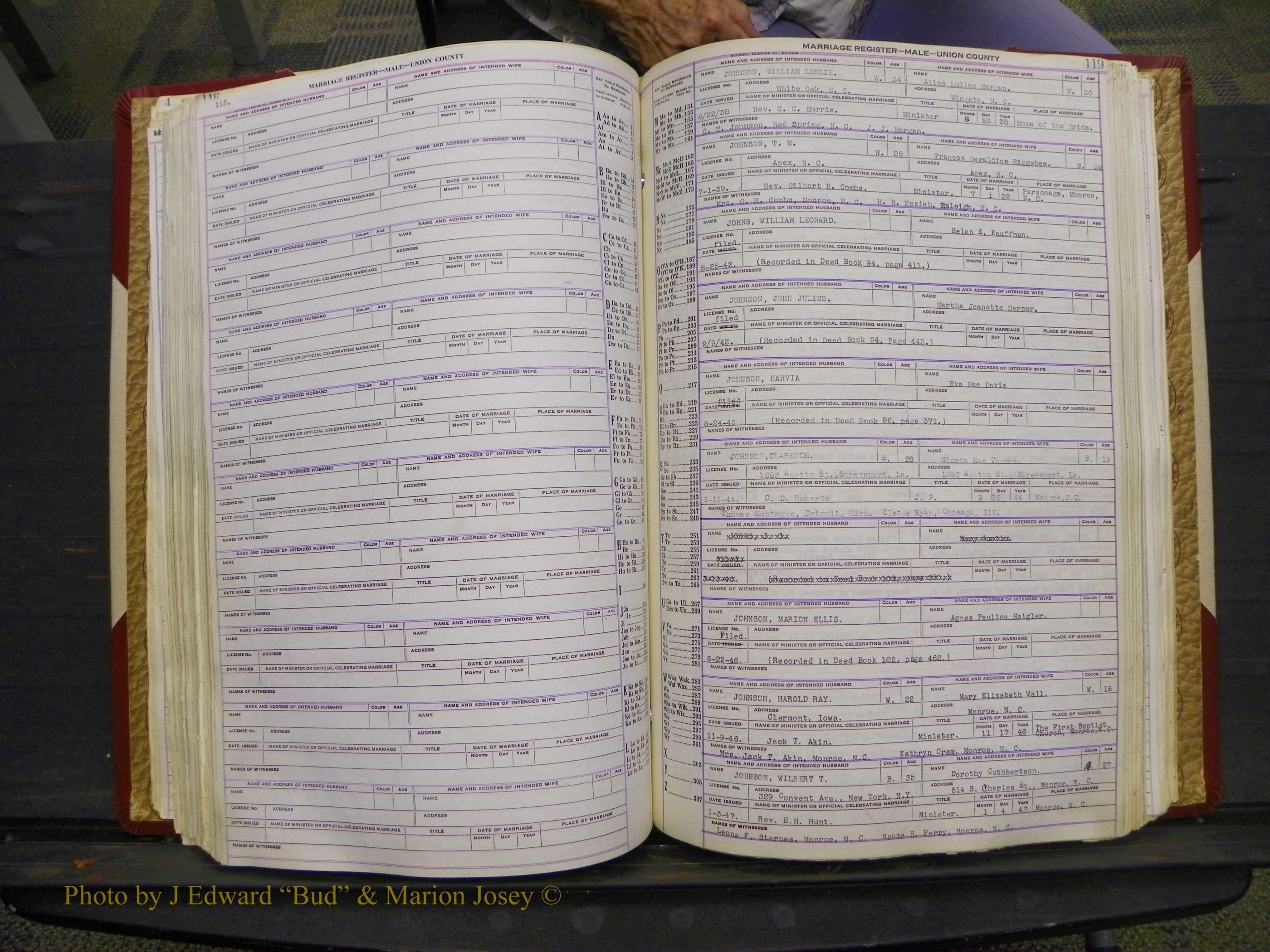 Union Co, NC Marriage Book 10, A-Z, 1937-1965 (165).JPG