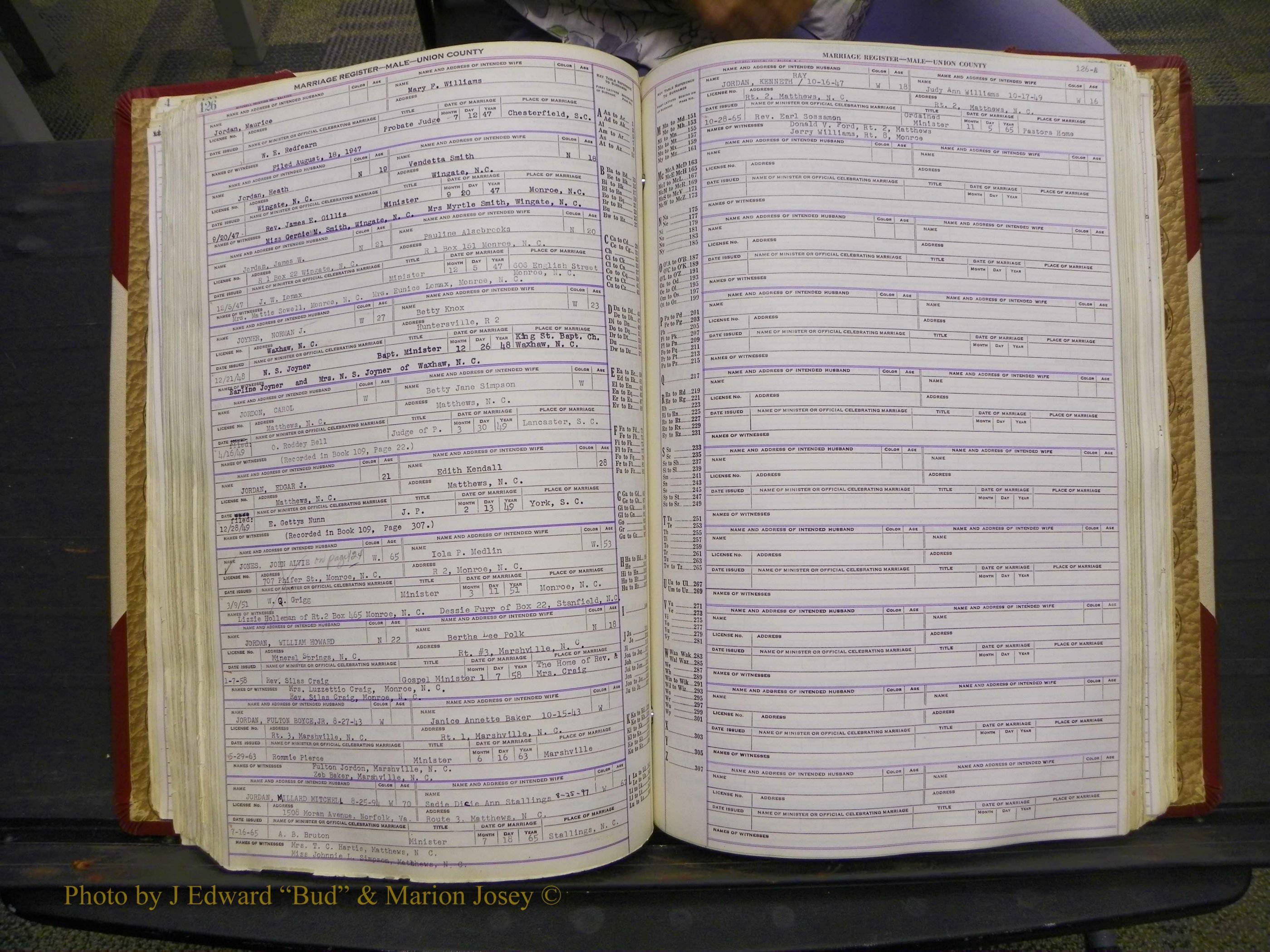 Union Co, NC Marriage Book 10, A-Z, 1937-1965 (170).JPG