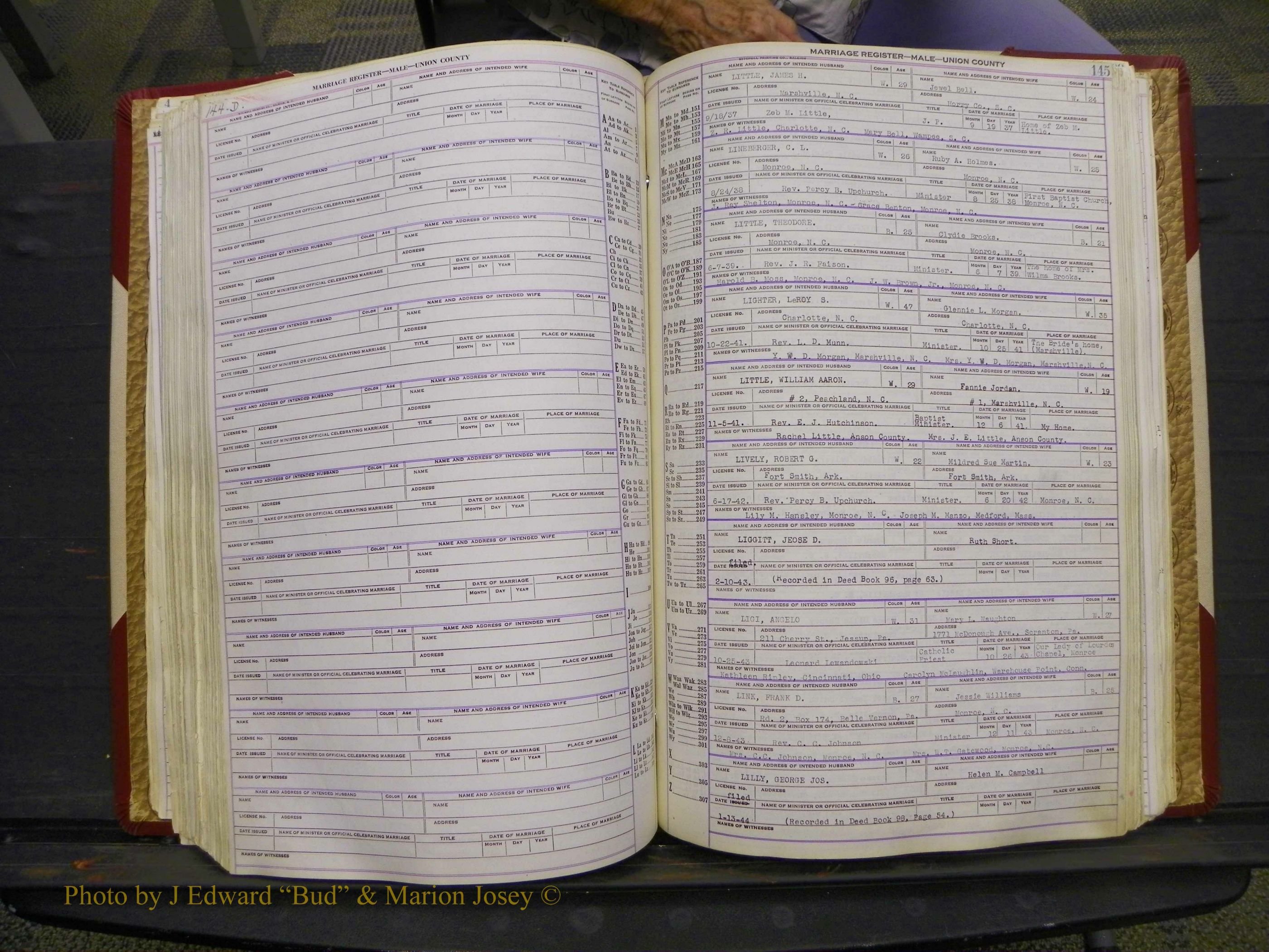 Union Co, NC Marriage Book 10, A-Z, 1937-1965 (188).JPG