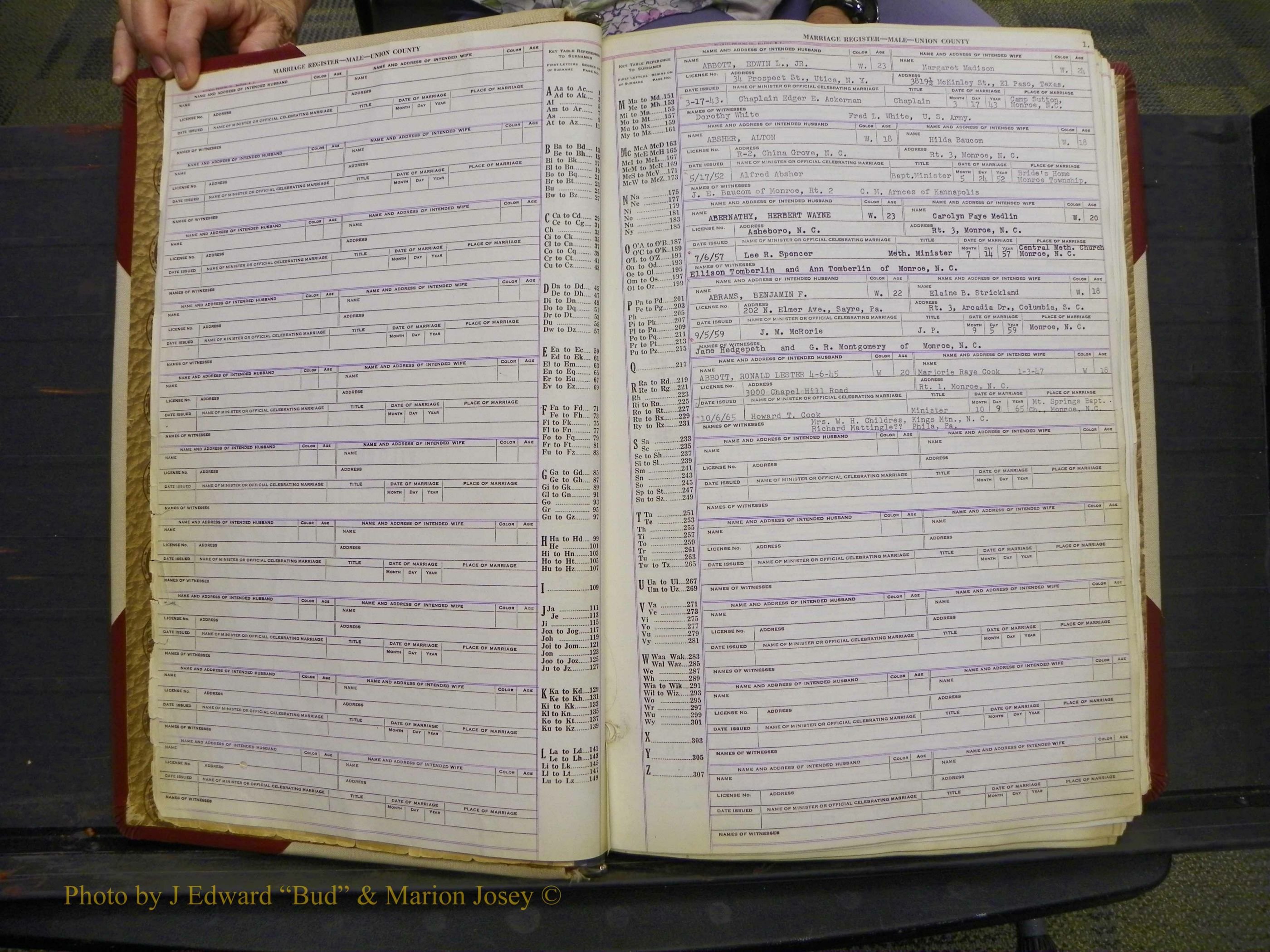 Union Co, NC Marriage Book 10, A-Z, 1937-1965 (2).JPG