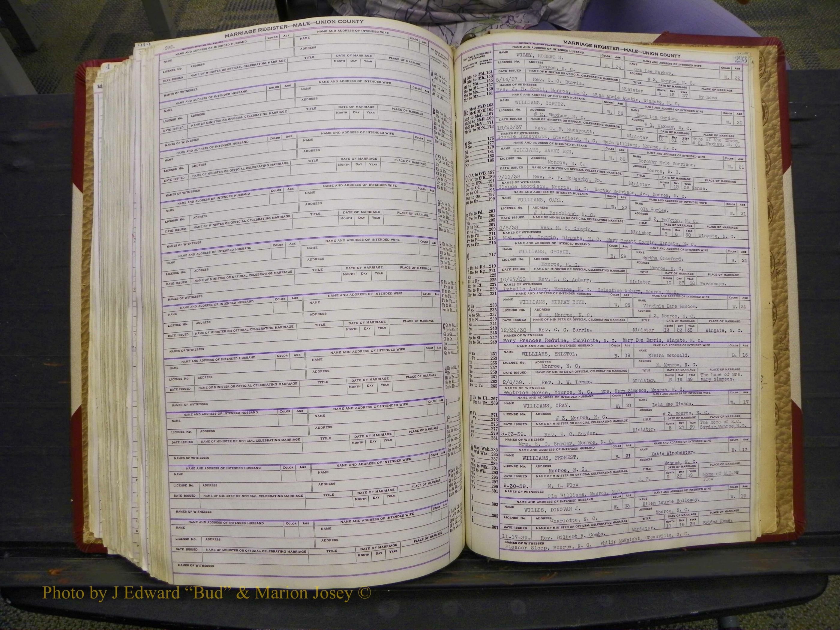 Union Co, NC Marriage Book 10, A-Z, 1937-1965 (354).JPG