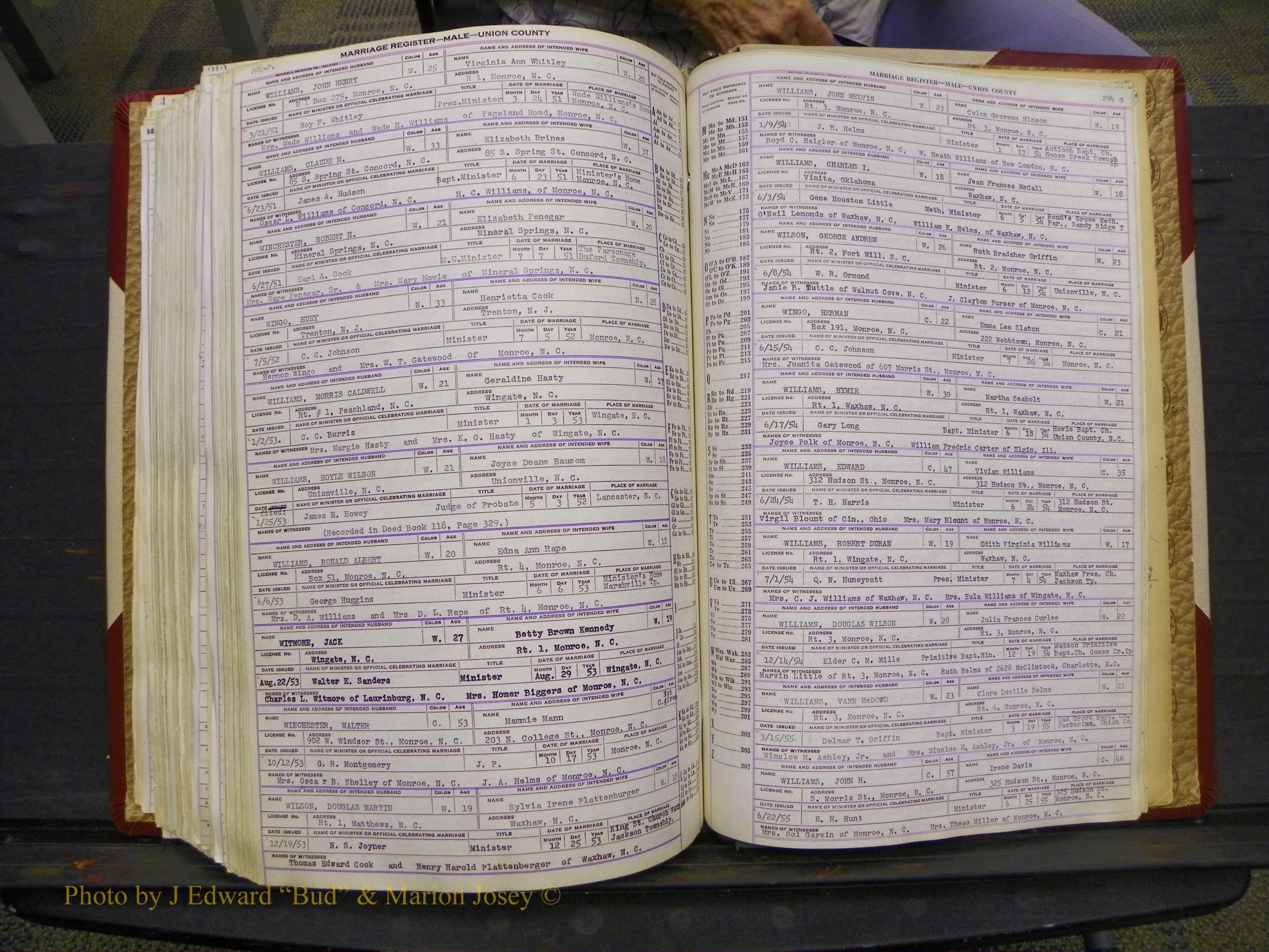 Union Co, NC Marriage Book 10, A-Z, 1937-1965 (356).JPG