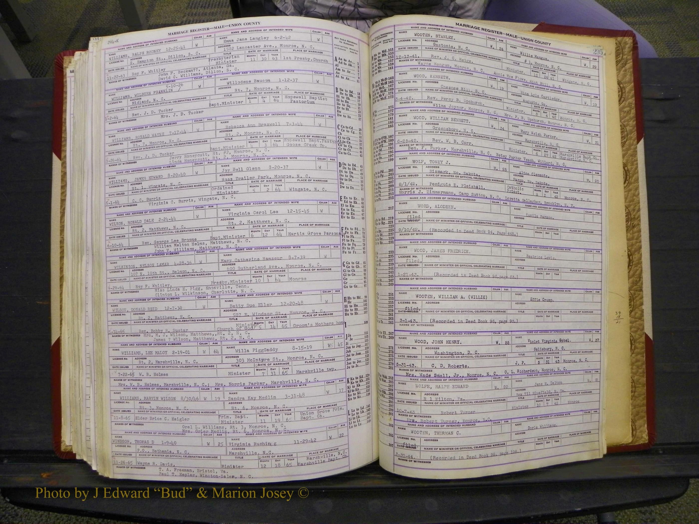 Union Co, NC Marriage Book 10, A-Z, 1937-1965 (360).JPG