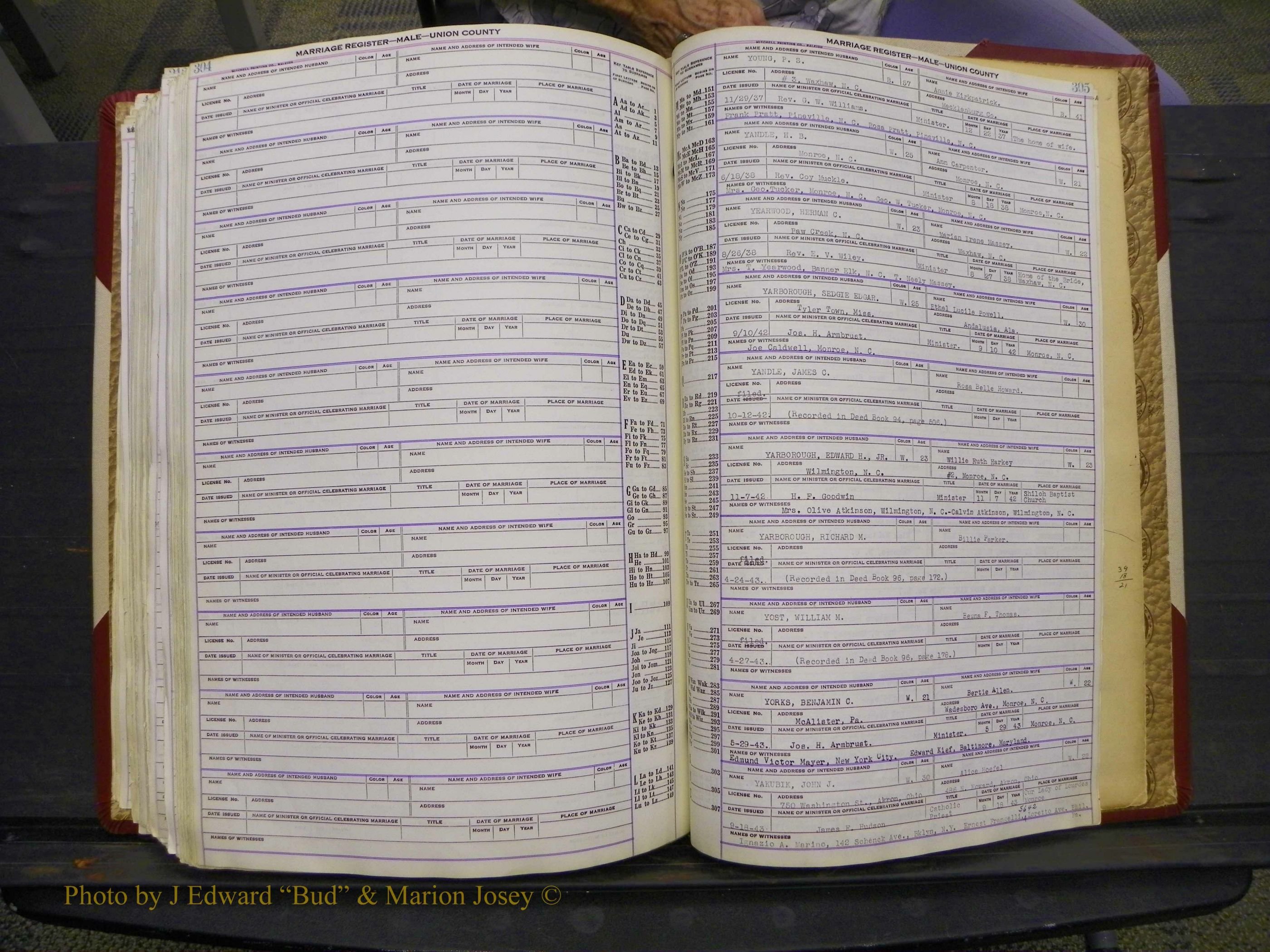 Union Co, NC Marriage Book 10, A-Z, 1937-1965 (365).JPG