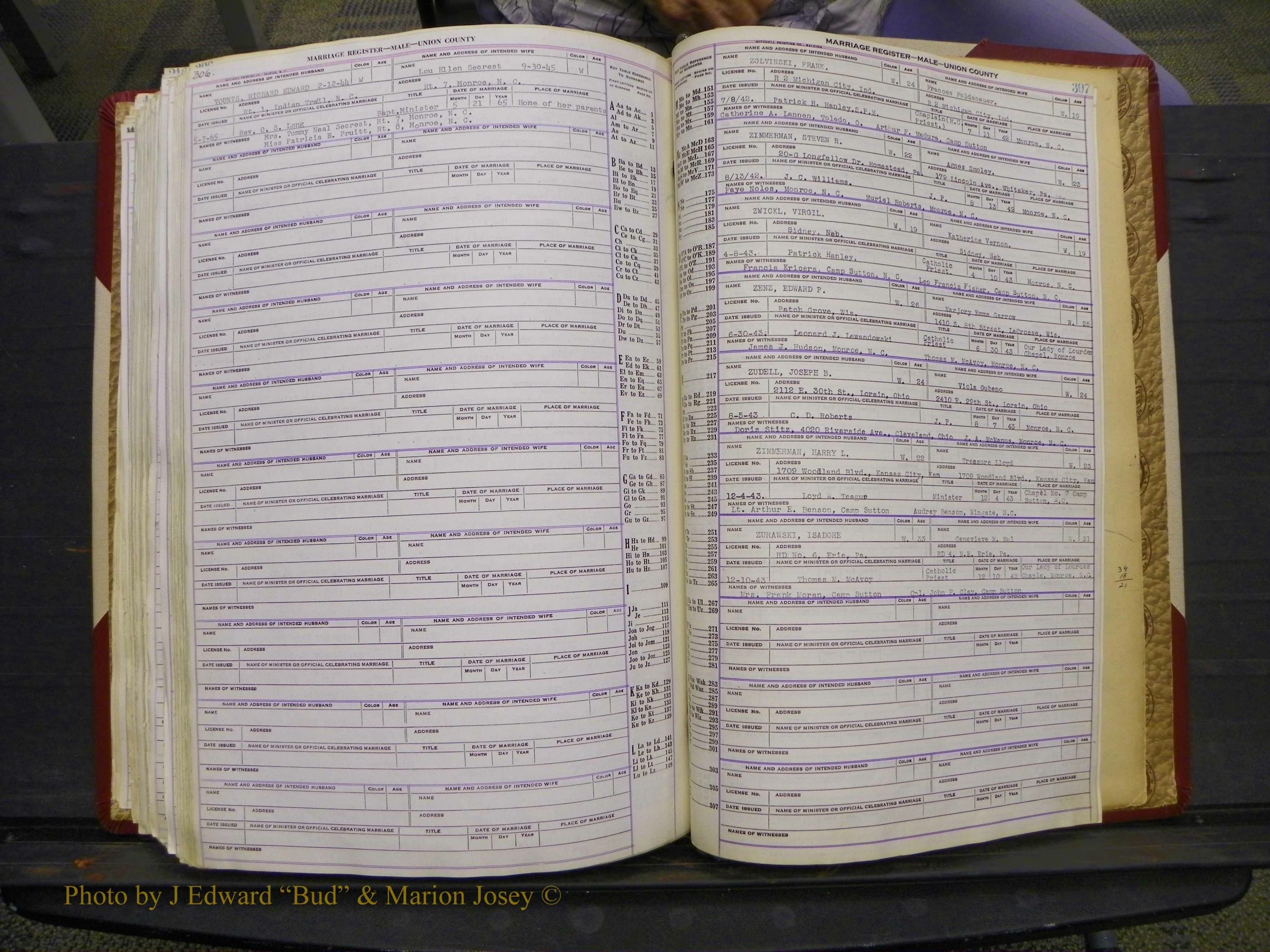 Union Co, NC Marriage Book 10, A-Z, 1937-1965 (367).JPG
