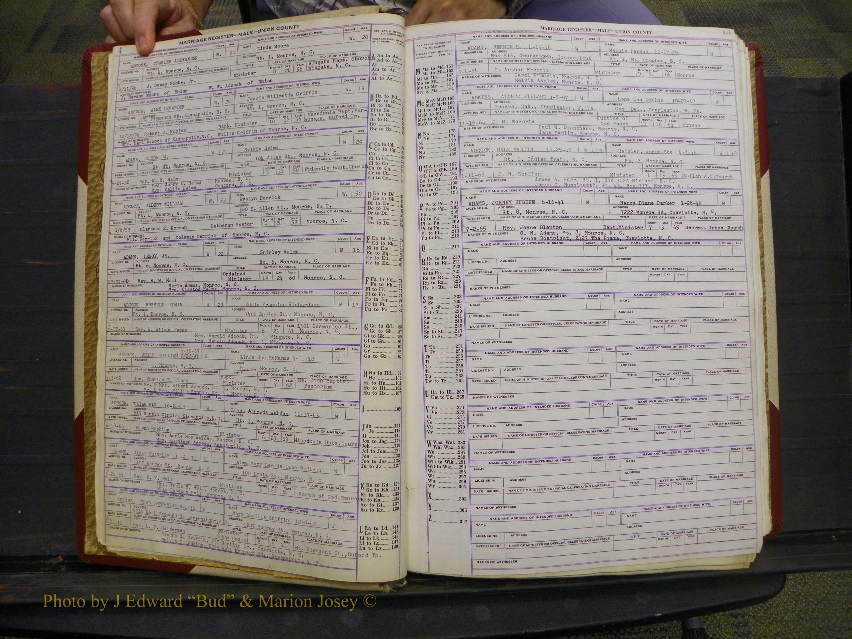 Union Co, NC Marriage Book 10, A-Z, 1937-1965 (4).JPG