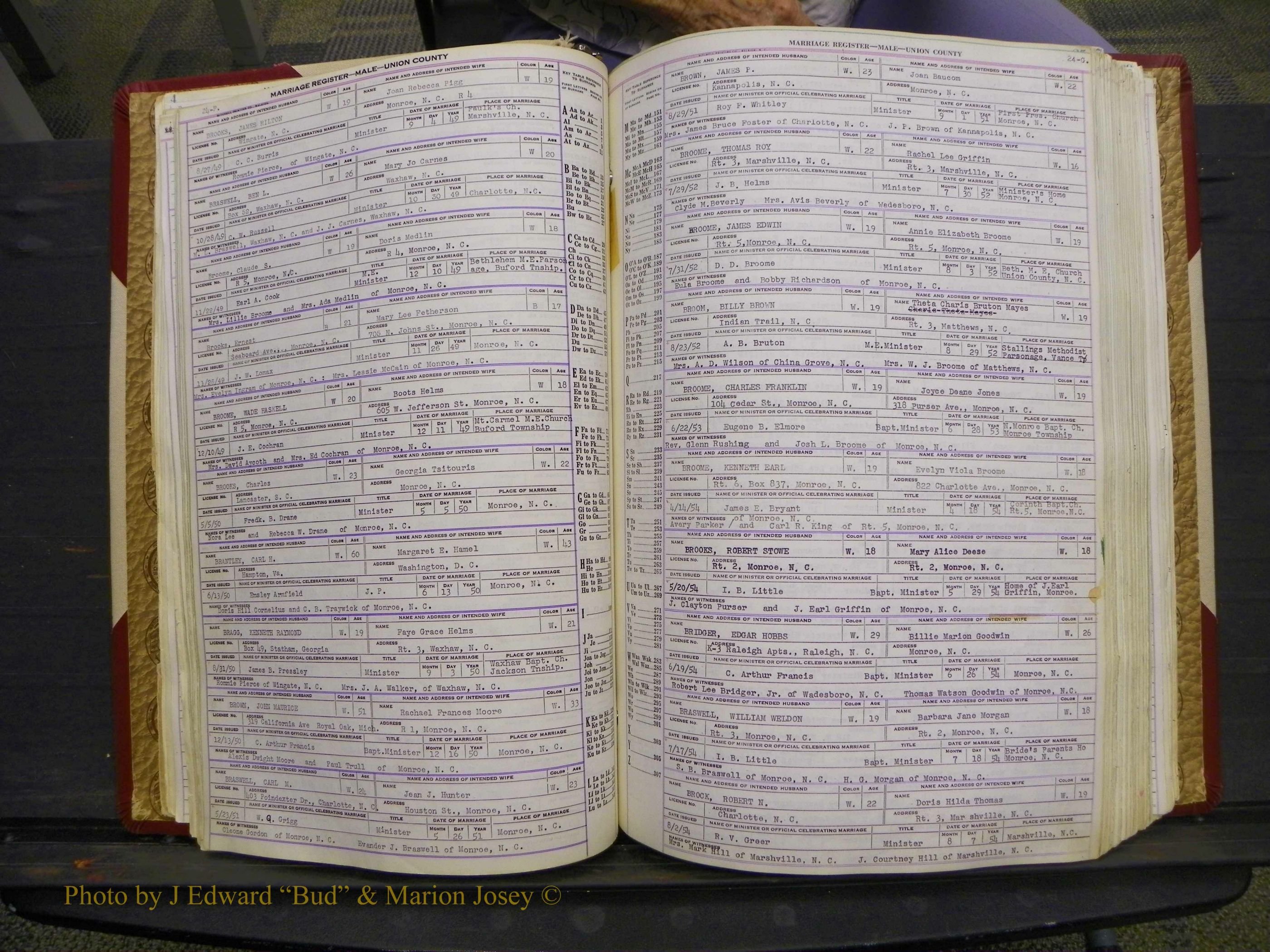 Union Co, NC Marriage Book 10, A-Z, 1937-1965 (40).JPG