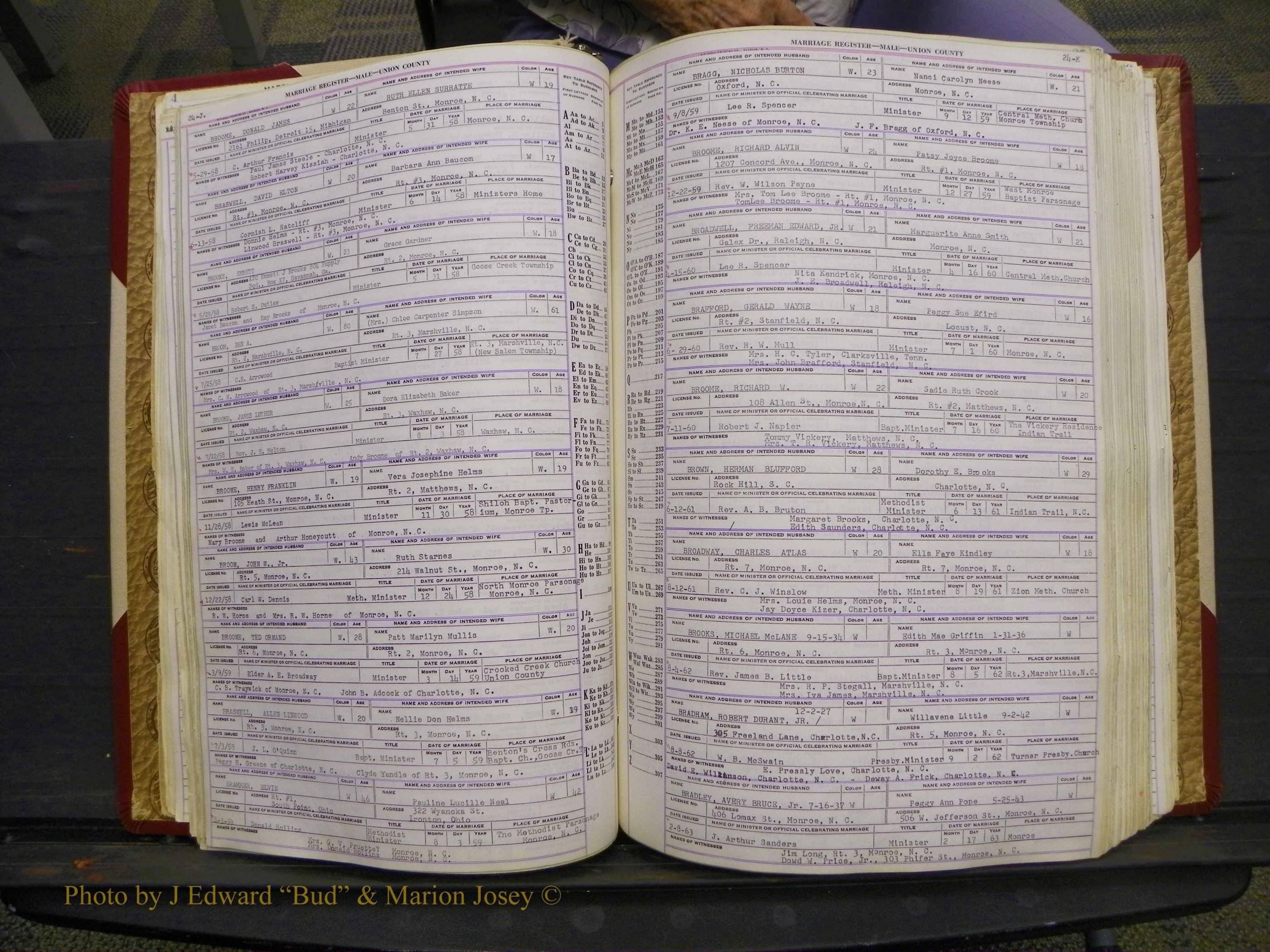 Union Co, NC Marriage Book 10, A-Z, 1937-1965 (41).JPG