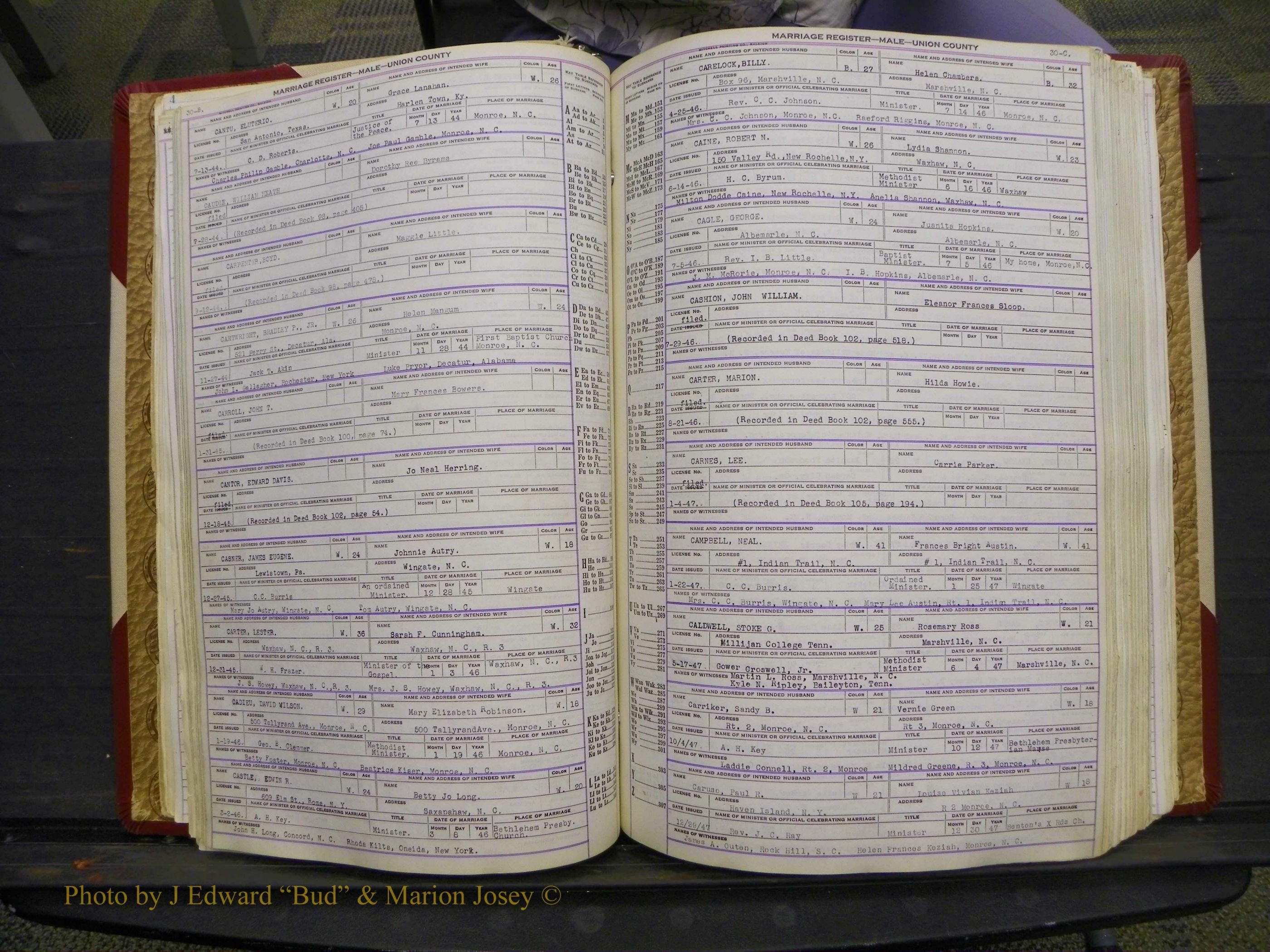 Union Co, NC Marriage Book 10, A-Z, 1937-1965 (48).JPG